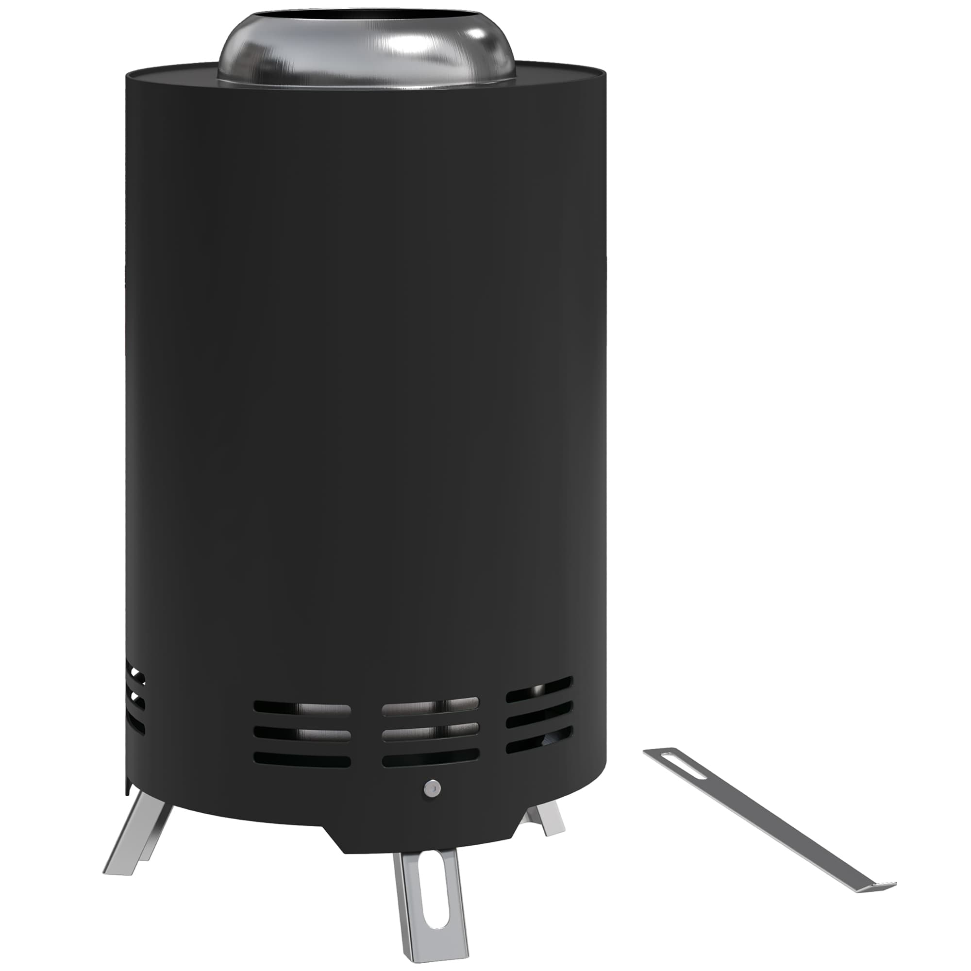 Outsunny Smokeless Fire Pit, 16 x 16 cm Stainless Steel Portable Wood Burning Firepit with Poker for Garden Camping Bonfire Party, Black