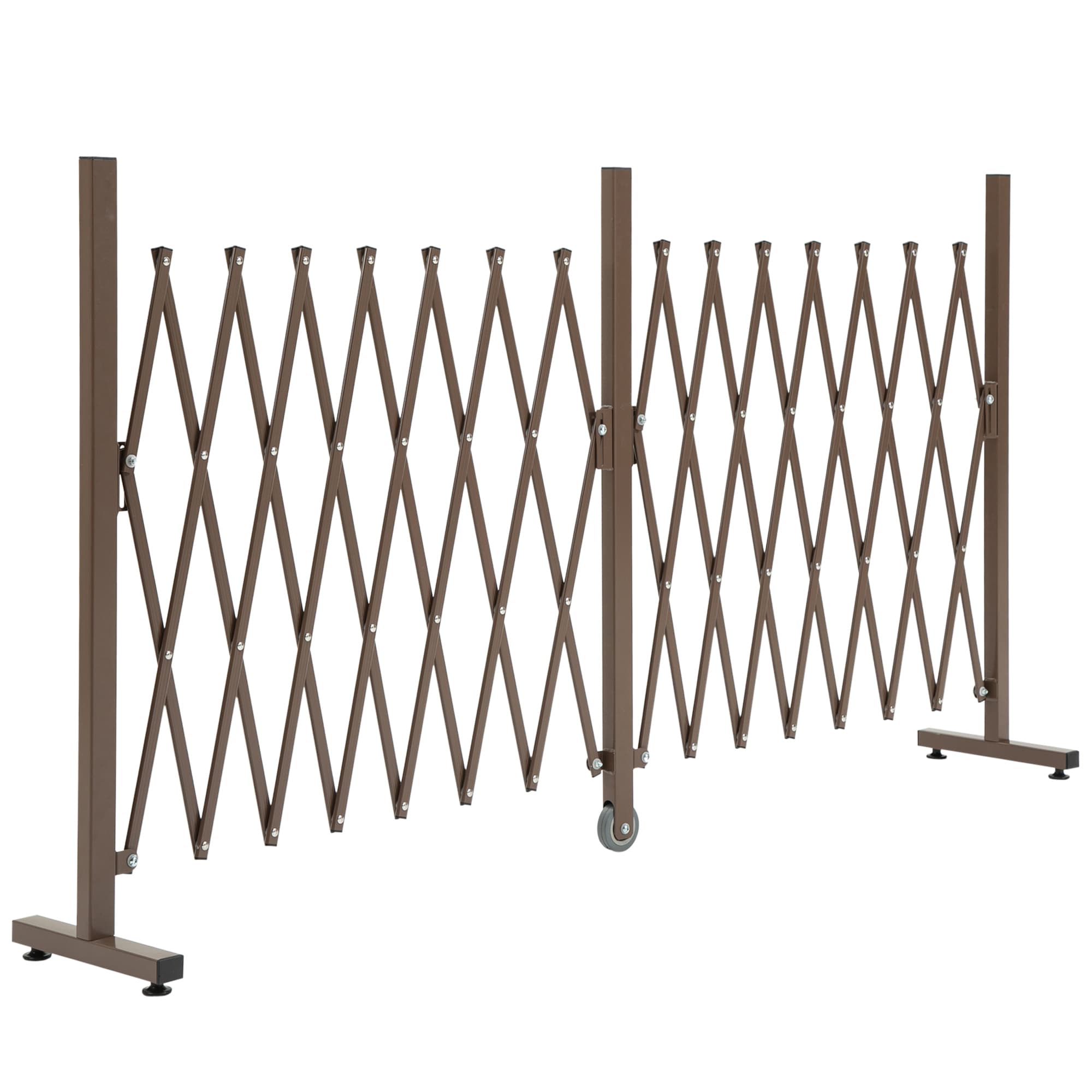 Outsunny Expanding Trellis Fence Freestanding Movable Fence Foldable Garden Screen Panel Aluminium, 405cm x 103.5cm, Dark Brown | Aosom UK