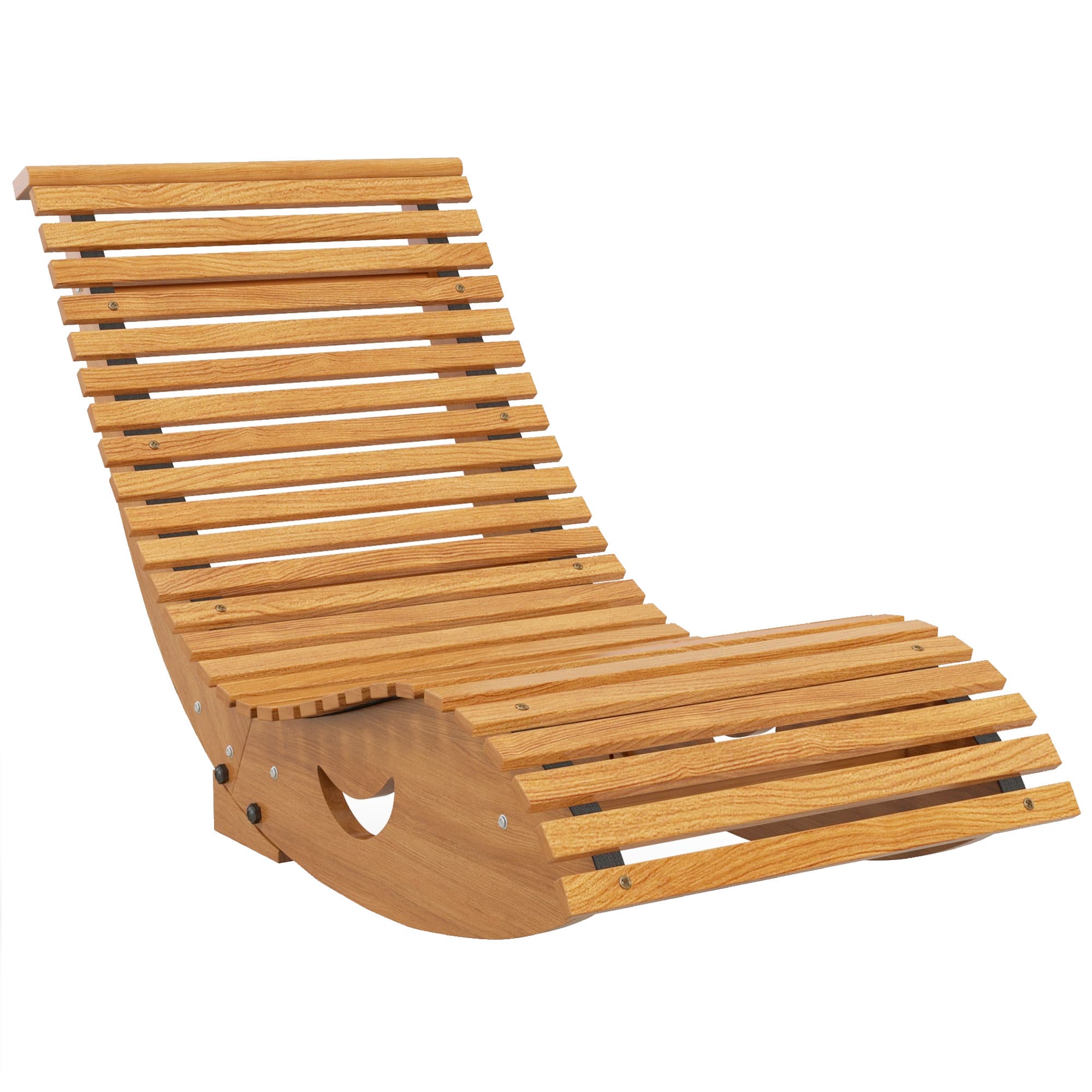 Outsunny Waterproof Wooden Rocking Chair with Slatted Seat, Outdoor Furniture, 130cm x 60cm x 60cm, Teak | Aosom UK