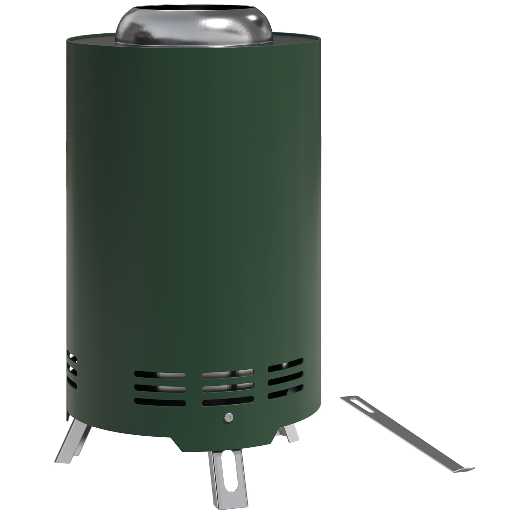 Outsunny Smokeless Fire Pit, 16 x 16 cm Stainless Steel Portable Wood Burning Firepit with Poker for Garden Camping Bonfire Party, Green