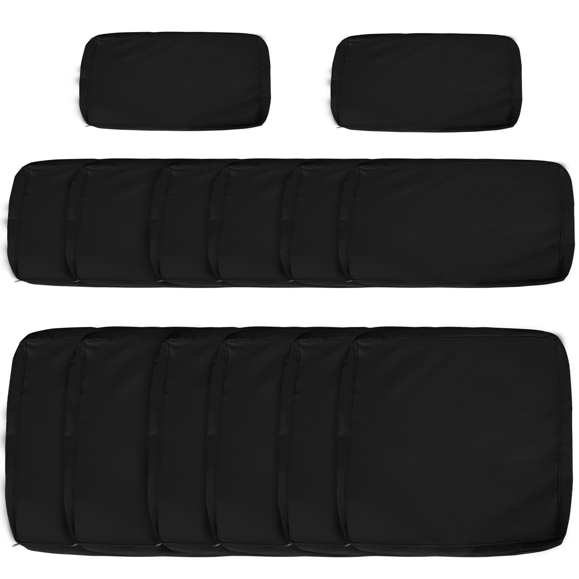 Outsunny Garden Rattan Sofa Cushion Polyester Cover Replacement Outdoor- No Cushion Included, Black | Aosom UK