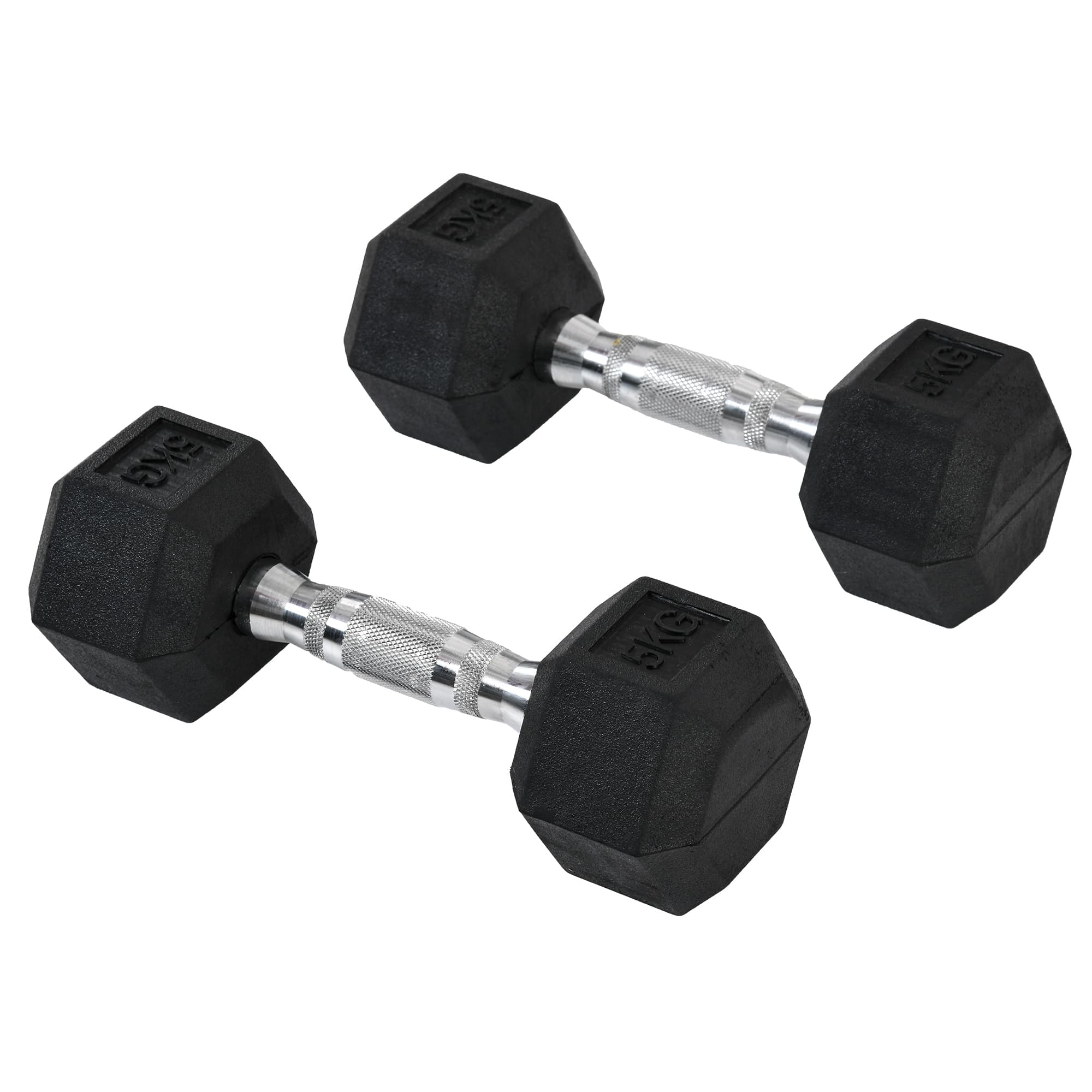 HOMCOM Rubber Dumbbell Sports Hex Weights Sets Home Gym Fitness Hexagonal Dumbbells Kit Weight Lifting Exercise (2 x 5kg) | Aosom UK