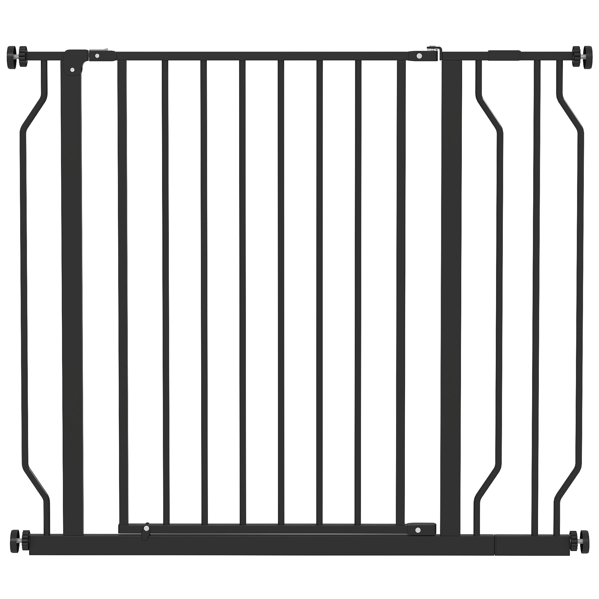 PawHut Wide Dog Safety Gate, with Door Pressure, for Doorways, Hallways, Staircases - Black | Aosom UK