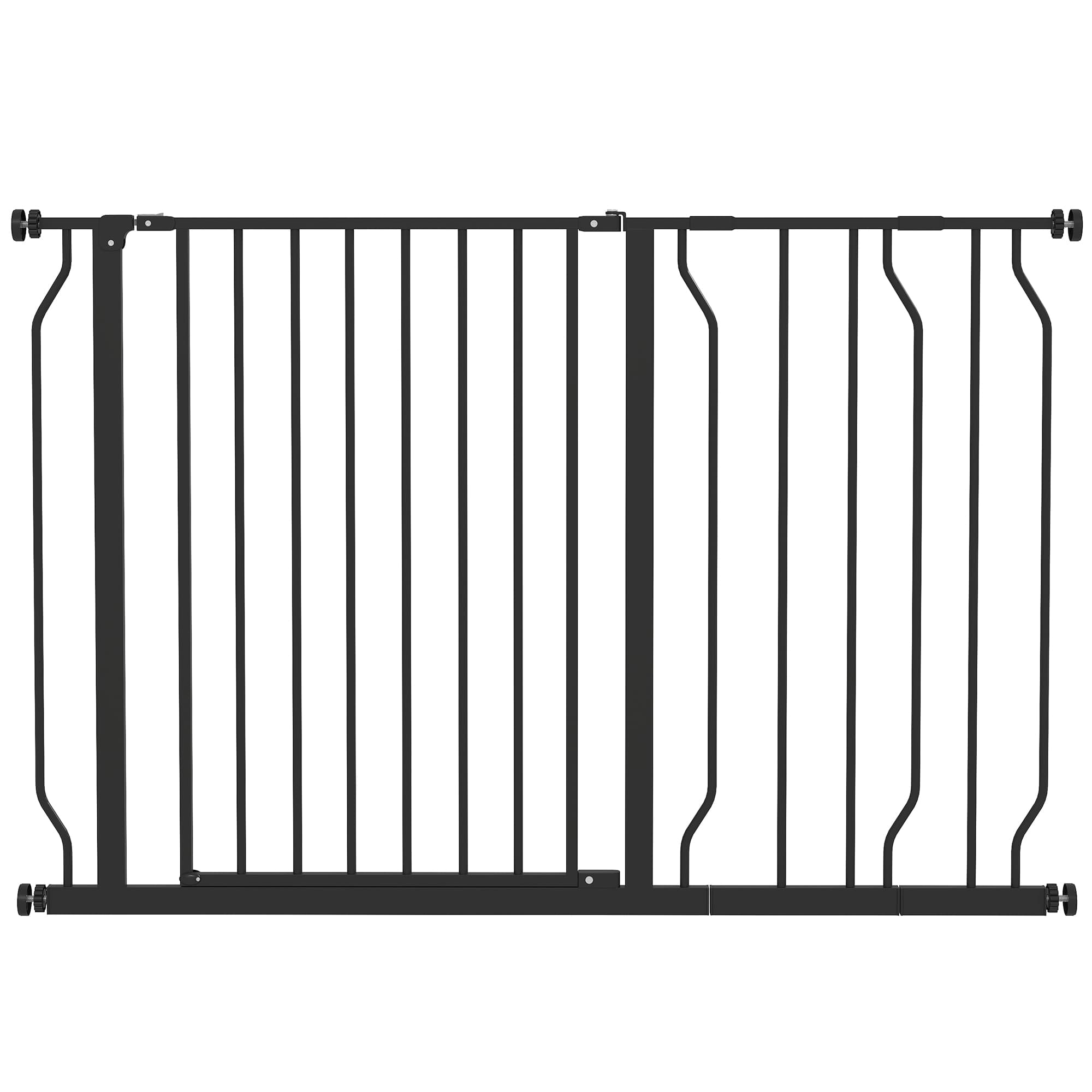 PawHut Dog Gate Dog Gate for Stairs Stays w/ Double Locking System for Doorways, Corridors, Staircases, 75-115Wcm, Black | Aosom UK