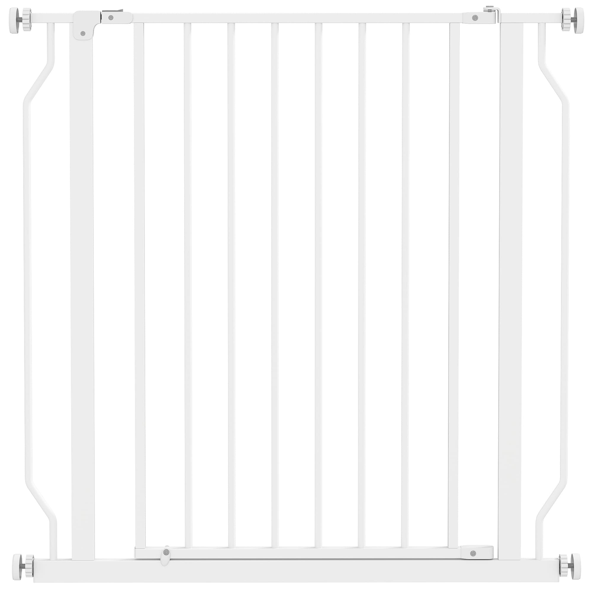 PawHut Extra Wide Dog Safety Gate, with Door Pressure, for Doorways, Hallways, Staircases - White | Aosom UK