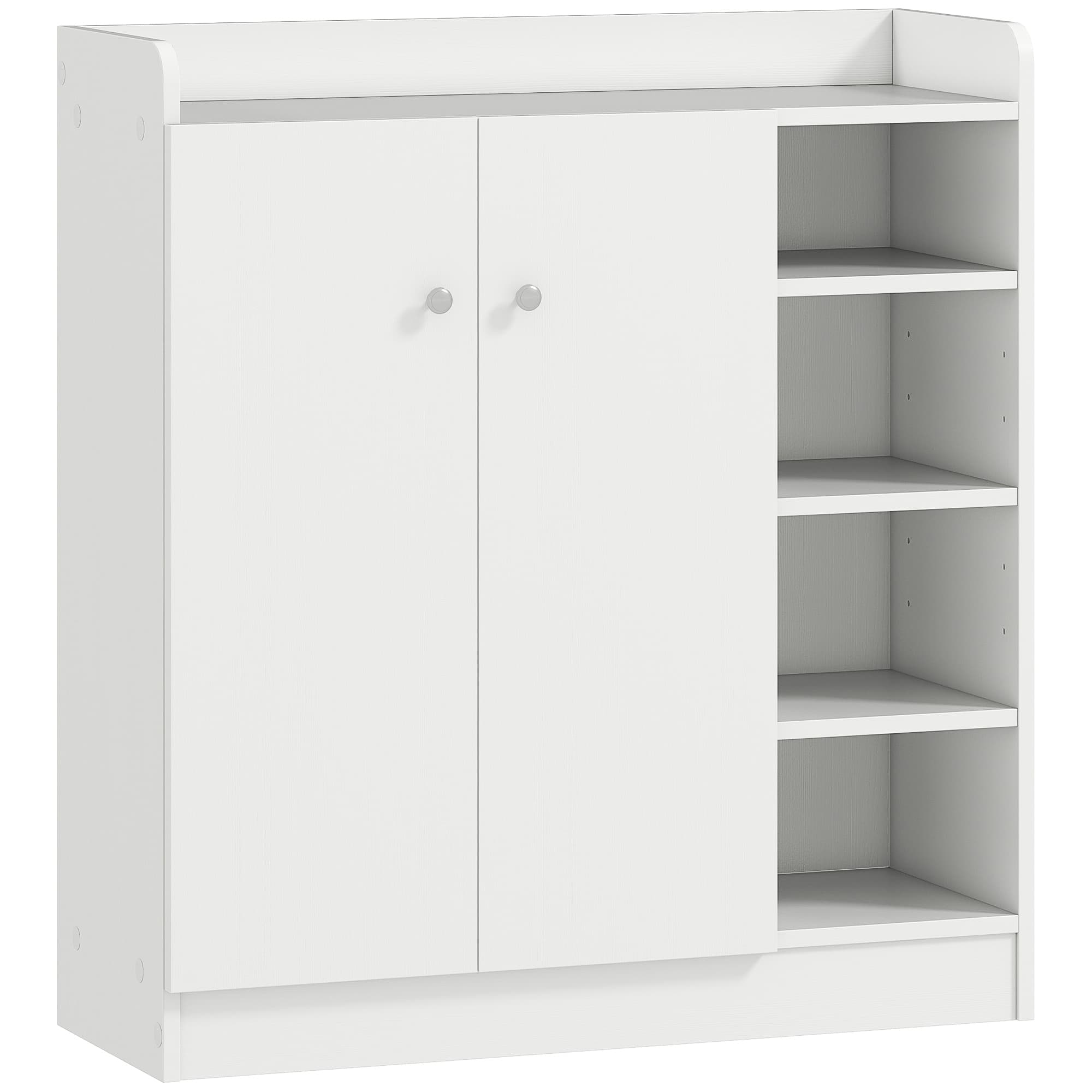 HOMCOM Large Shoe Storage Cabinet, Hallway Organiser with 2 Doors & 4 Adjustable Shelves, Sleek White | Aosom UK