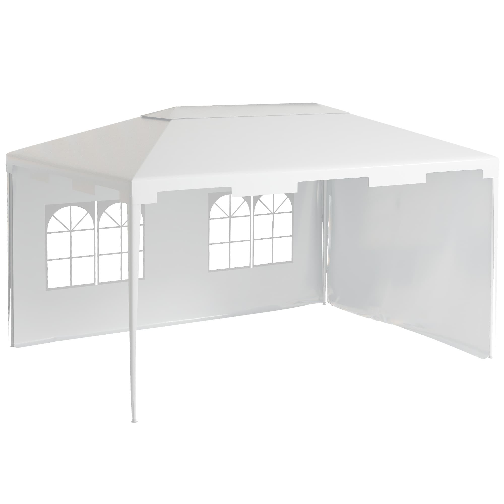 Outsunny 3 x 4 m Garden Gazebo Shelter Marquee Party Tent with 2 Sidewalls for Patio Yard Outdoor, White