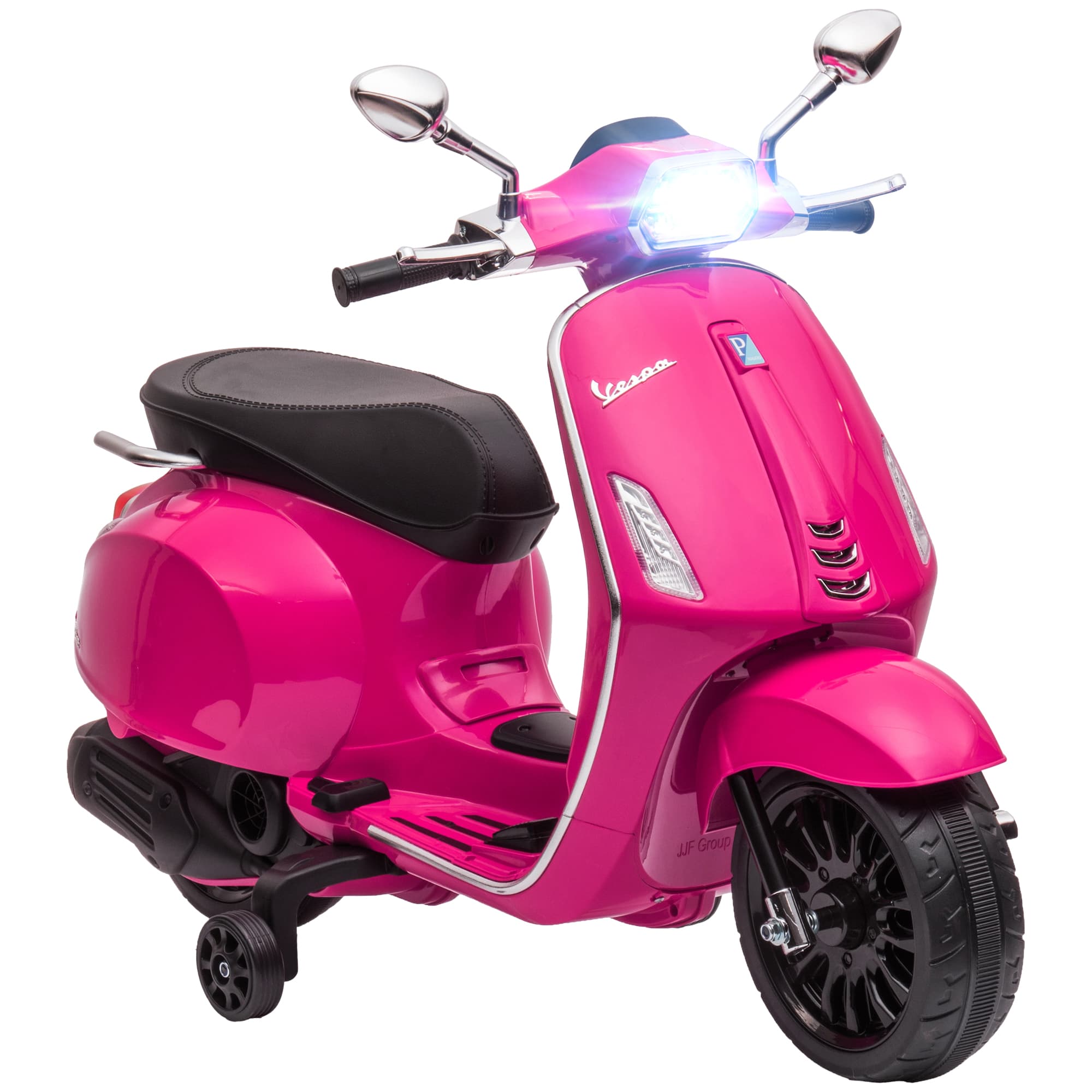 AIYAPLAY 12V Vespa Licensed Kids Electric Motorbike w/ Music, Headlights, FM Radio, for 3-6 Years - Pink | Aosom UK