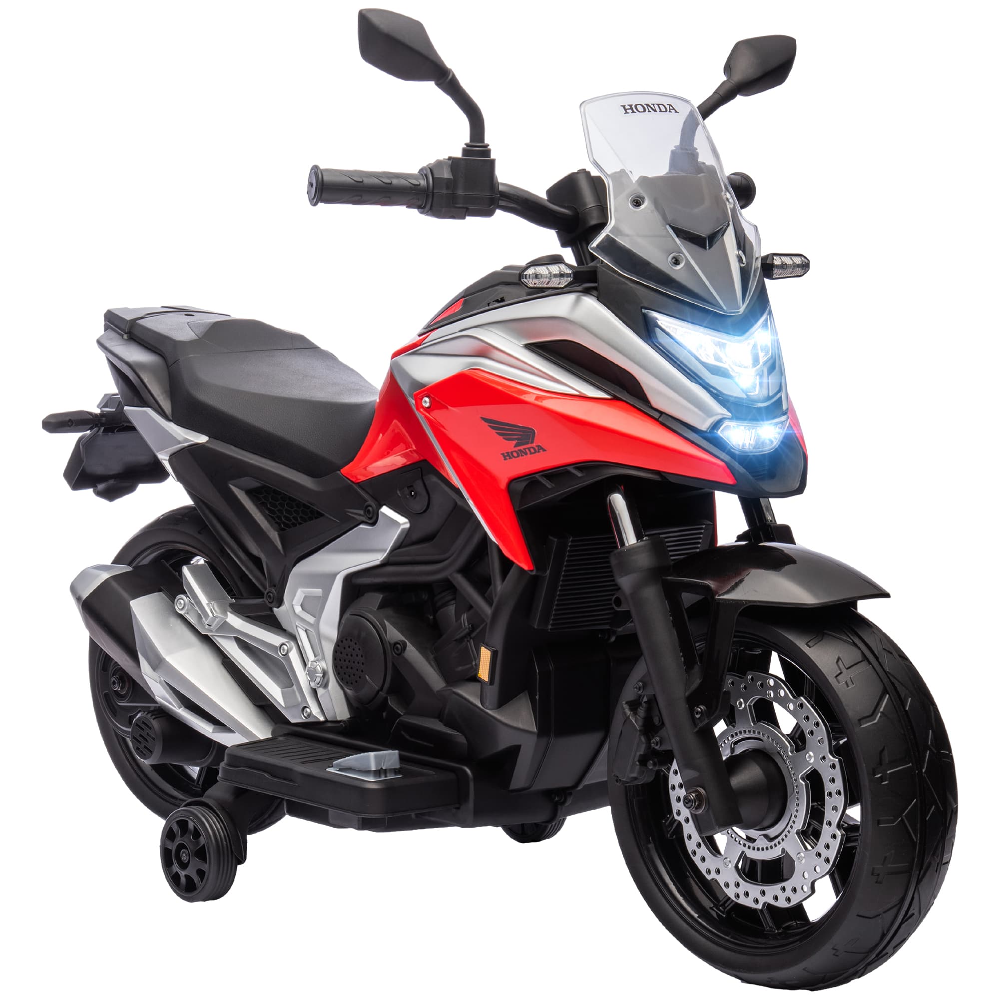AIYAPLAY 12V Honda Licensed Kids Electric Motorbike w/ Music, Headlights, Early Education Function, for 3-6 Years - Red