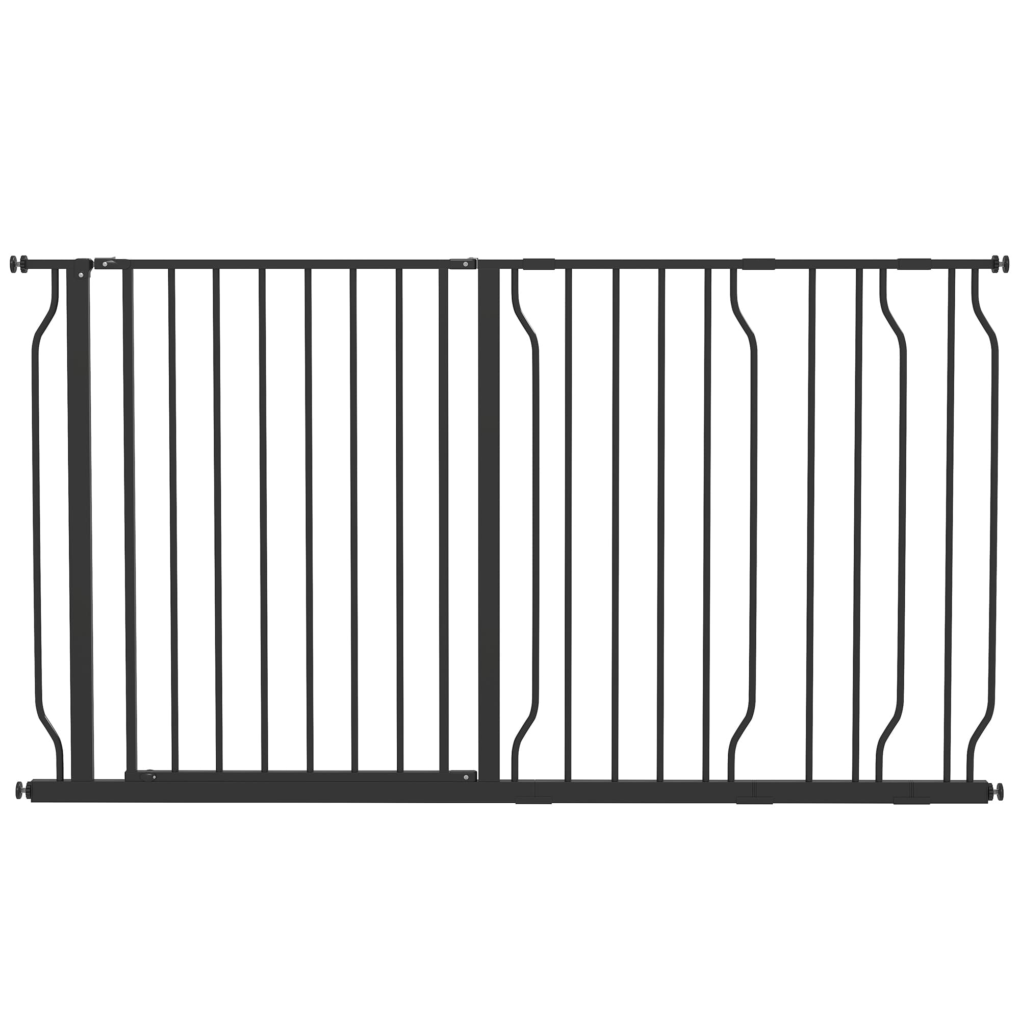 PawHut 75-145cm Dog Gate Extra Wide Stairway Gate for Pet,Pressure Fit Stair Gate for Doorways, Hallways, Staircases, Black | Aosom UK