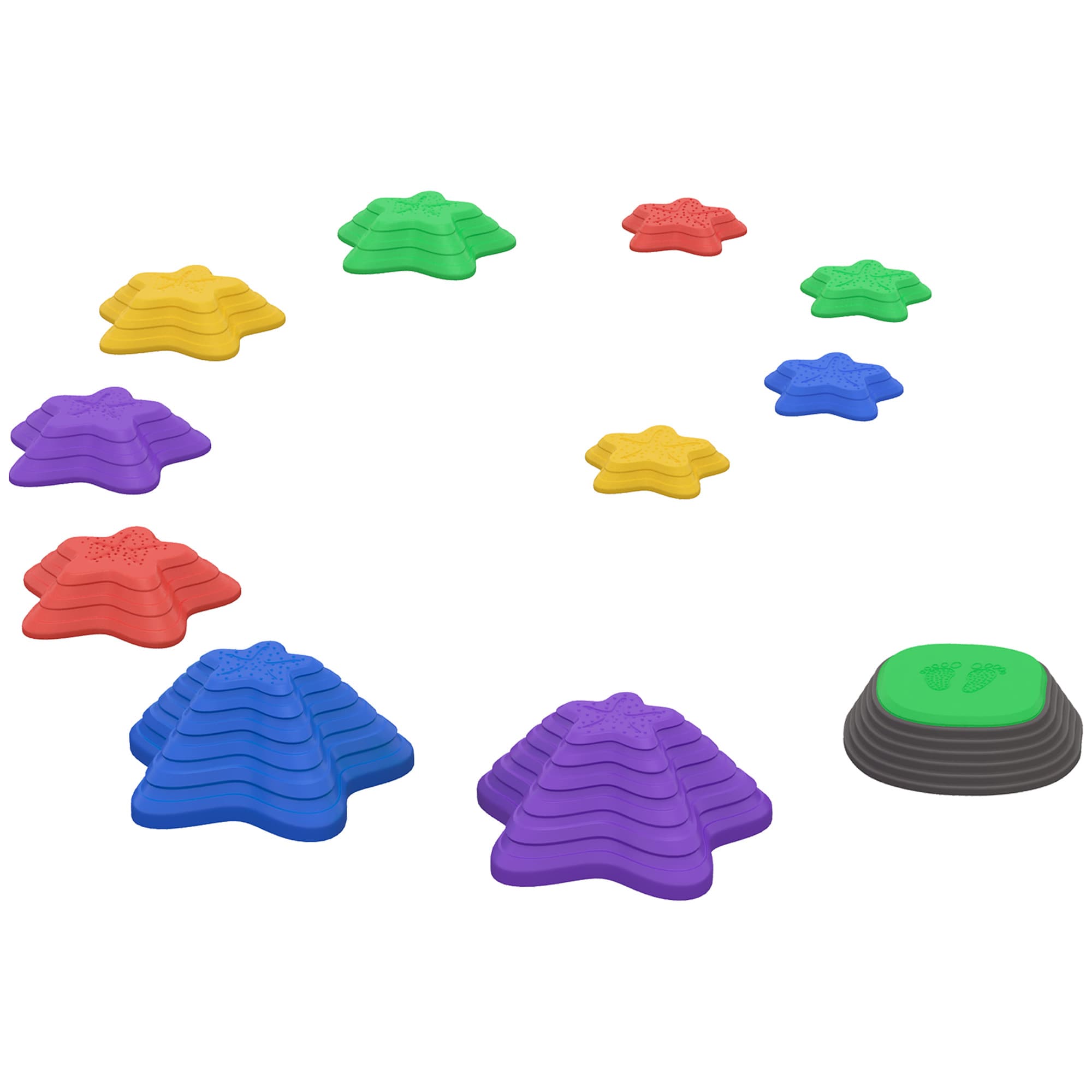 ZONEKIZ Kids Stepping Stones, 11 Pieces Balance River Stones for Obstacle Course, Stackable Non-Slip Starfish Shape, Sensory Play | Aosom UK
