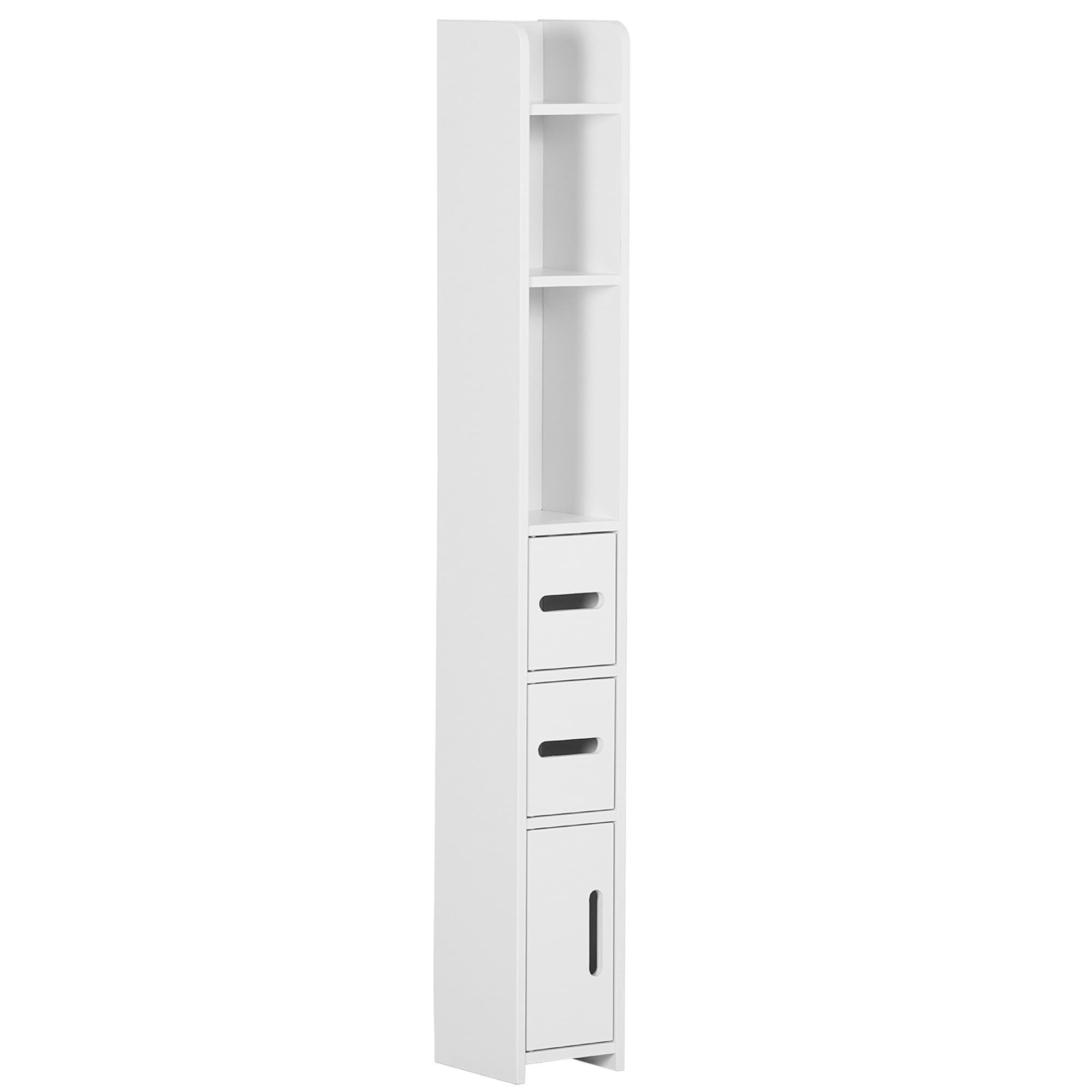 kleankin Modern Bathroom Storage Cabinet, Freestanding Tall Bathroom Cabinet with Open Shelves, for Bedroom Hallway, White | Aosom UK