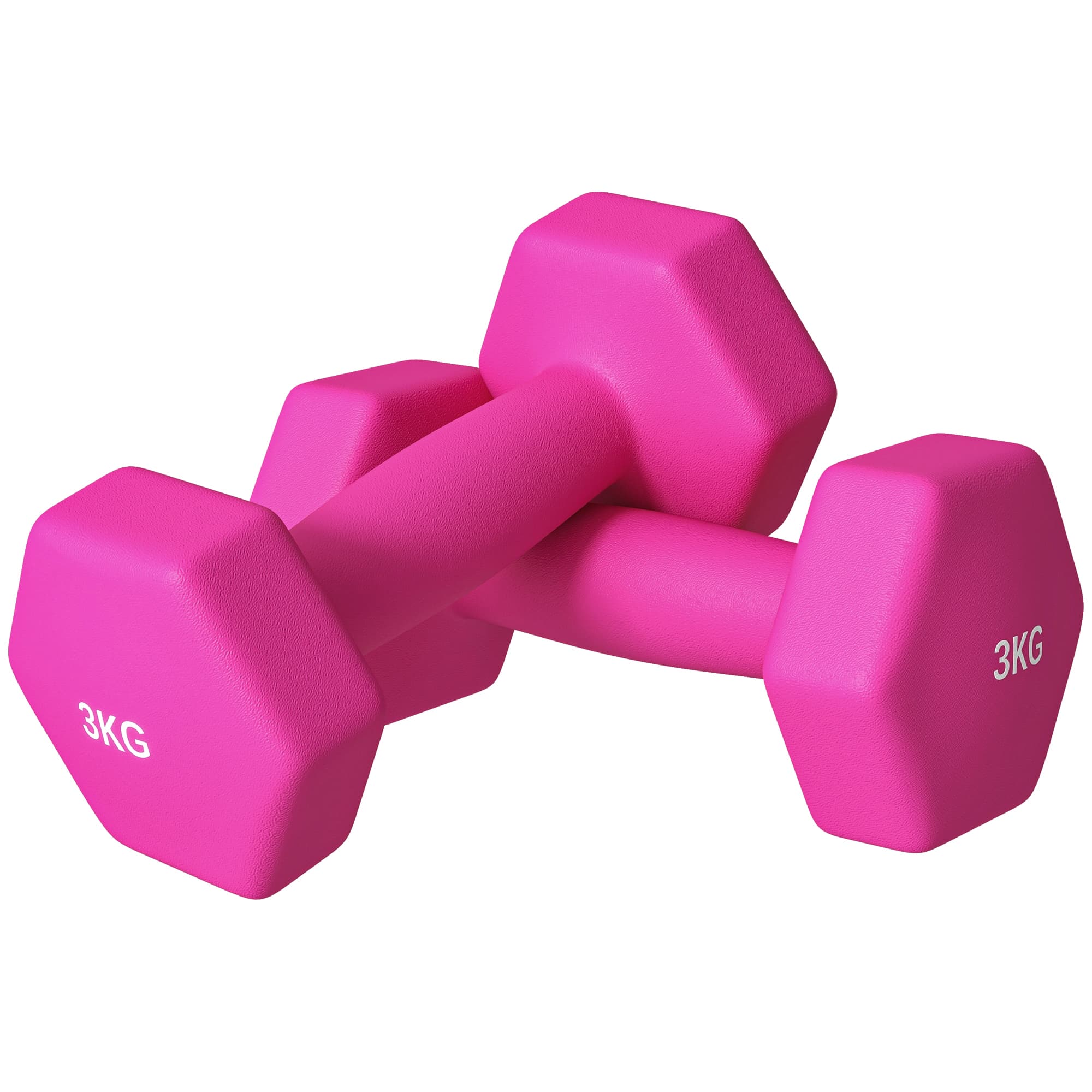 SPORTNOW 2 x 3kg Hexagonal Dumbbells Weights Set with Non-Slip Grip for Home Gym Workout, Pink | Aosom UK