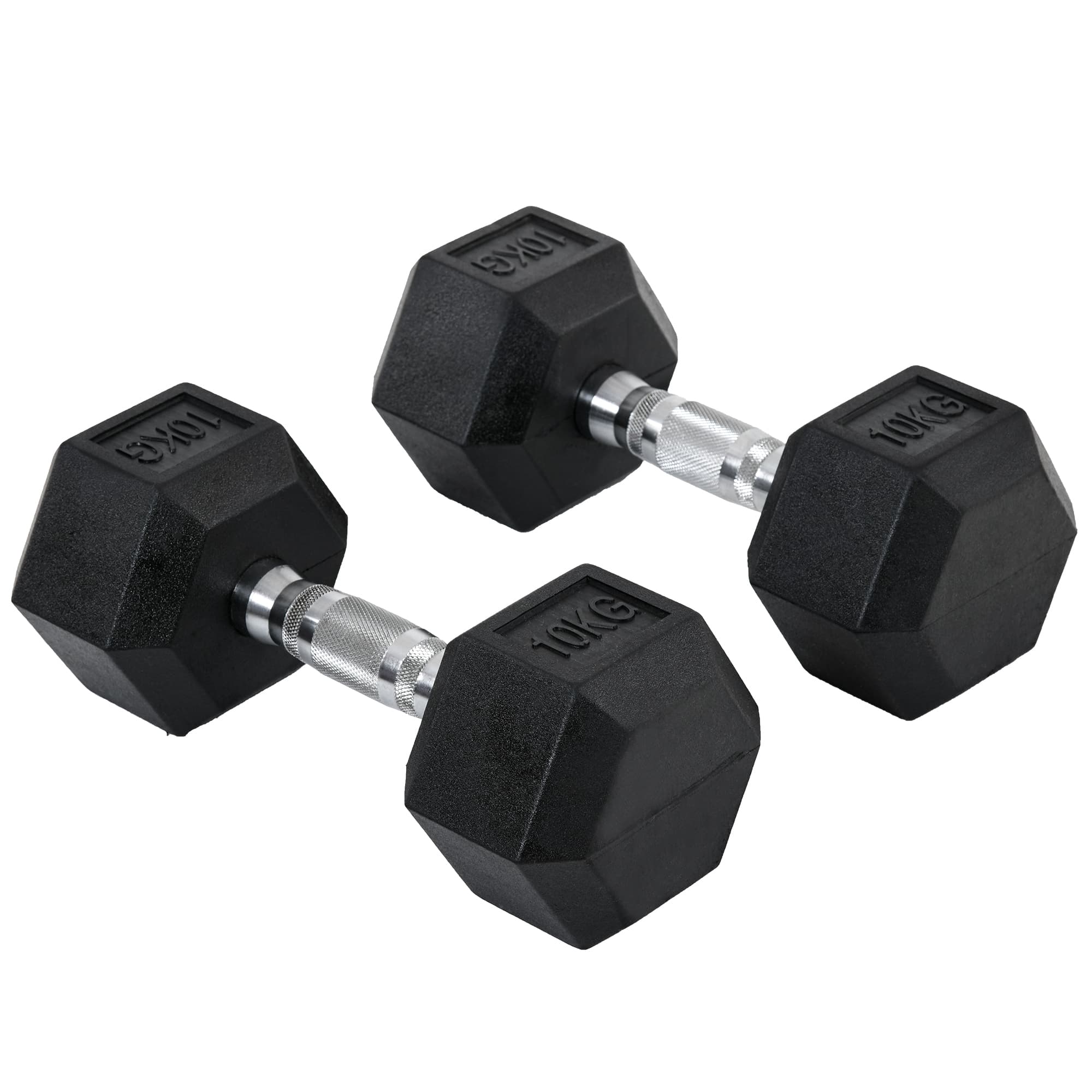 HOMCOM Hex Dumbbells Set Rubber Dumbbells Weight Lifting Equipment Fitness Home Gym | Aosom UK thumbnail 2