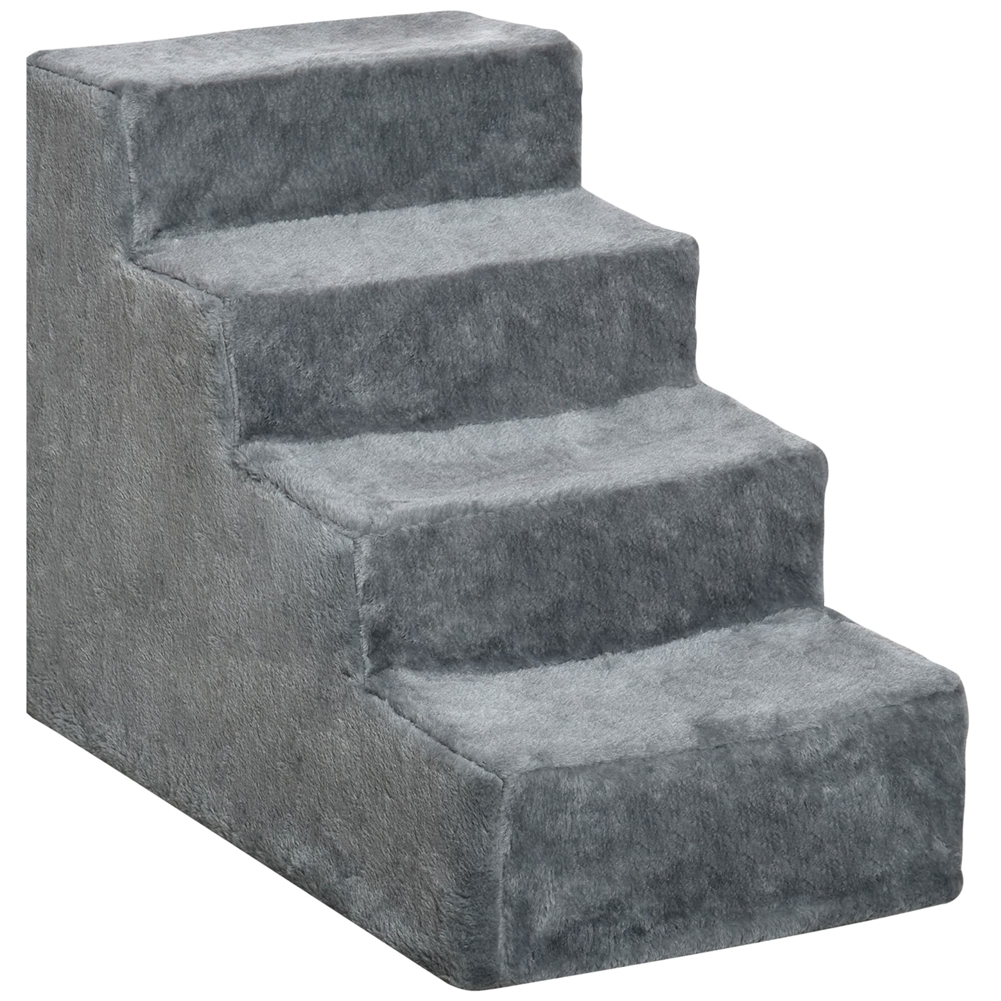 PawHut Dog Steps 4-Steps Design with Washable Plush Cover for High Bed Sofa, Dog Stairs for Small Dog and Cat | Aosom UK
