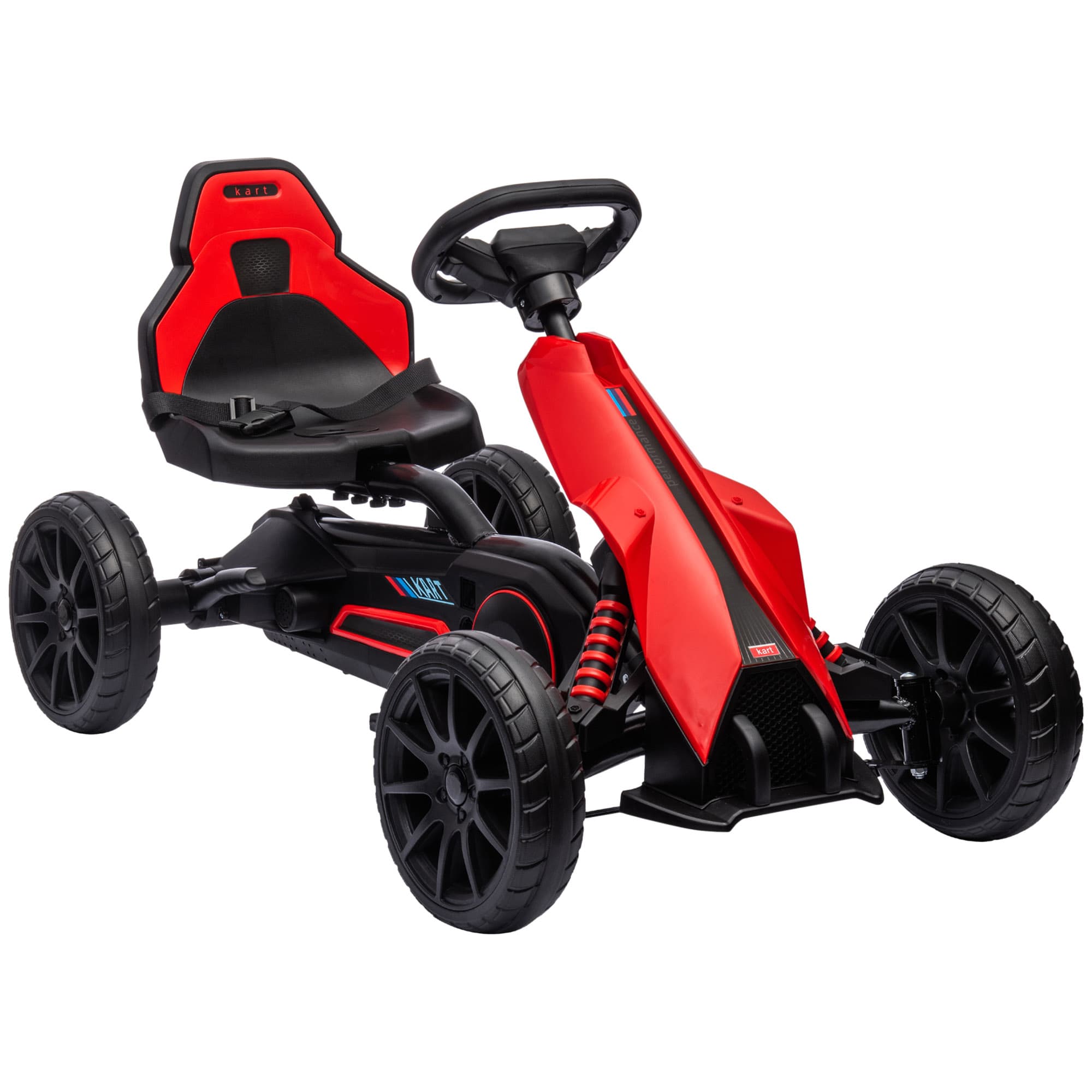 HOMCOM Children Pedal Go Kart, Kids Ride on Racer w/ Adjustable Seat, Shock Absorption EVA Tyres, Handbrake, for Kids Aged 3-8, Red | Aosom UK