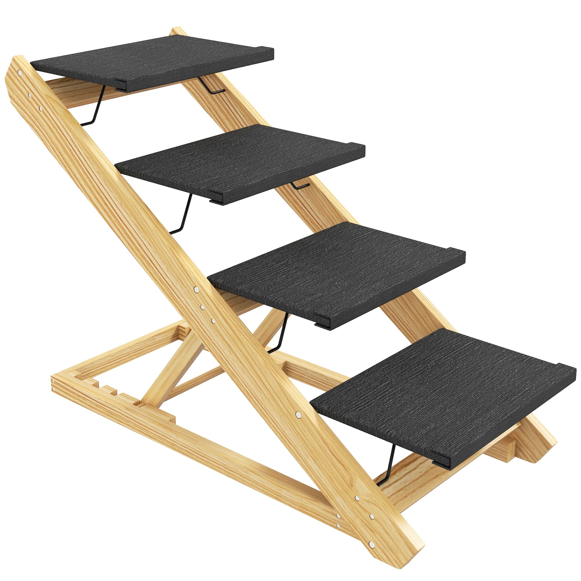 PawHut Adjustable Dog Steps Dog Ramp, 4-Step Non-slip Pet Stairs for Large Sized Dogs, Foldable Dog Stairs for Bed Sofa | Aosom UK