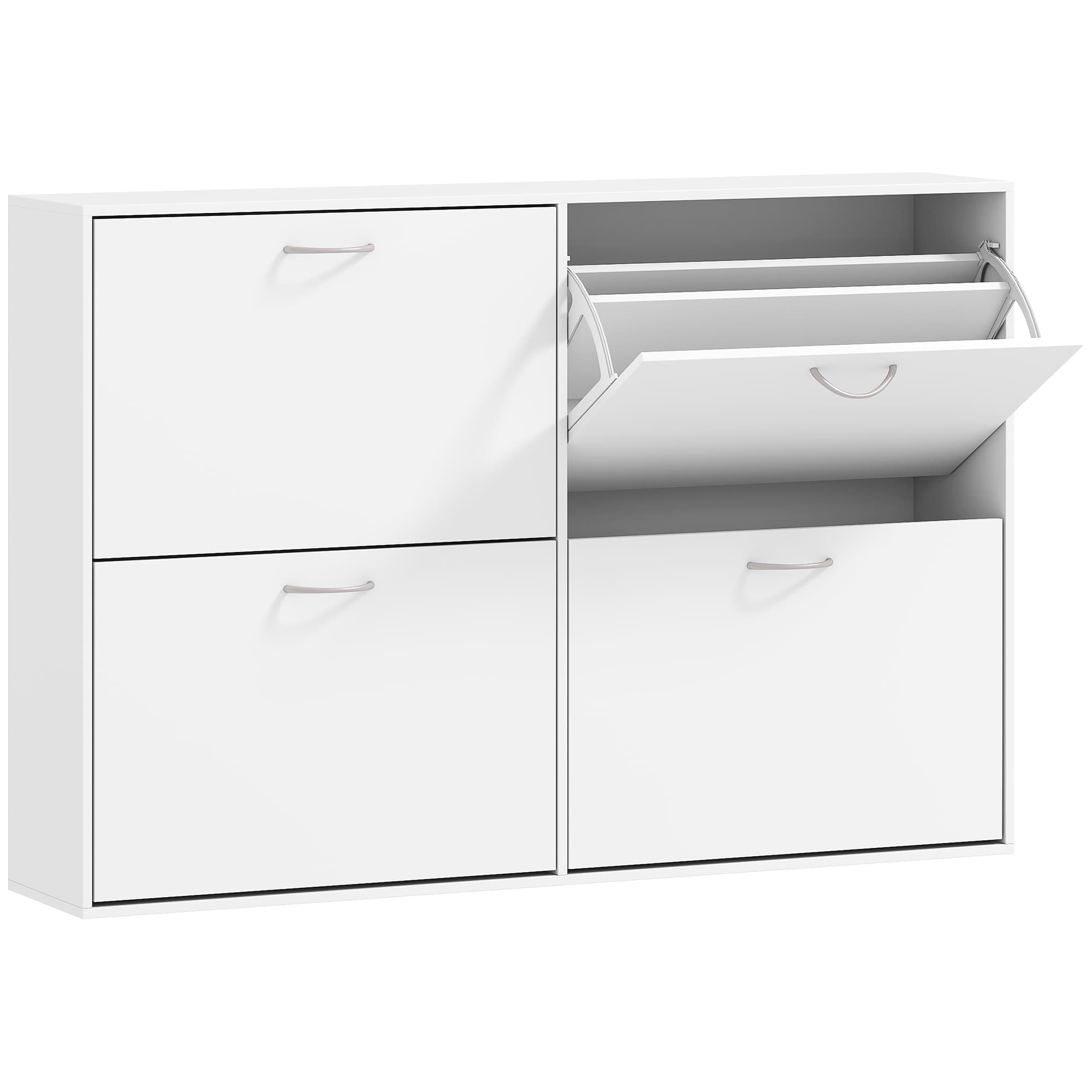 HOMCOM Shoe Cabinet, 120Lx24Wx81H cm, Particle Board-White | Aosom UK