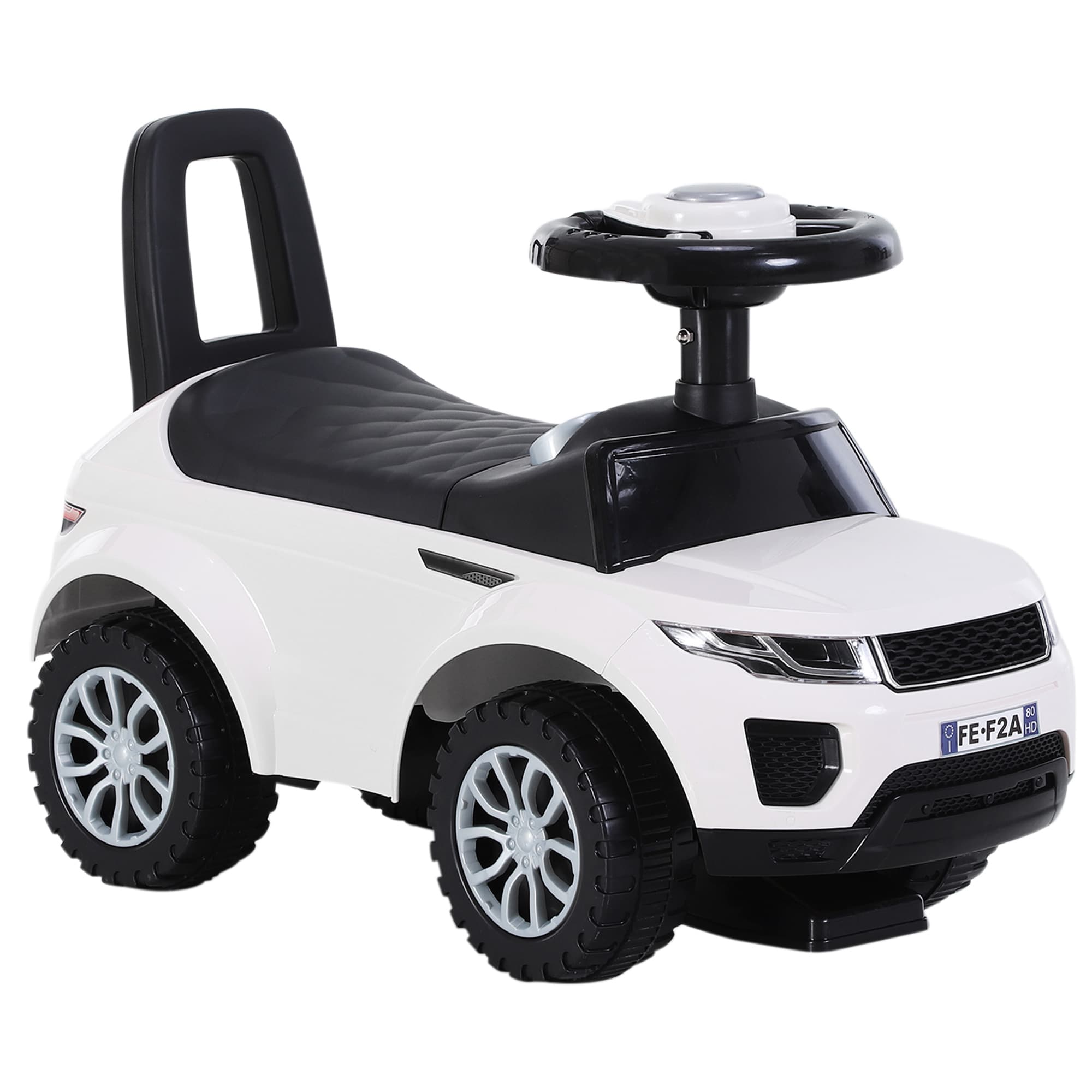 HOMCOM 3-in-1 Ride On Car for Toddlers, Foot to Floor Slider with Horn, Steering Wheel and Under Seat Storage, White | Aosom UK
