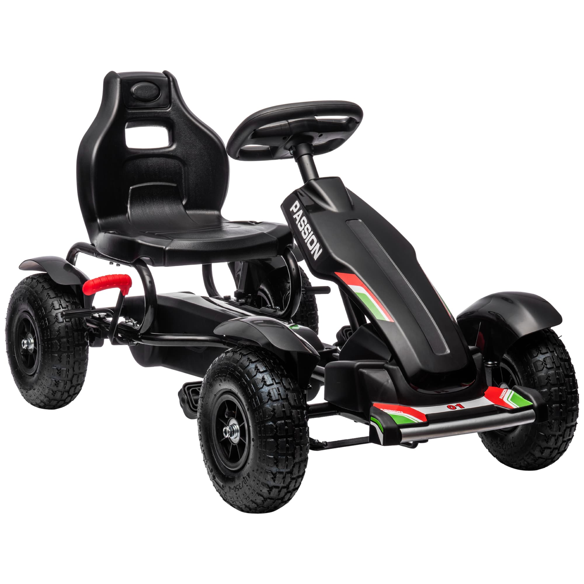 HOMCOM Kids Pedal Go Kart, Metal Frame with Adjustable Seat, Inflatable Tyres for Outdoor Fun, Black | Aosom UK
