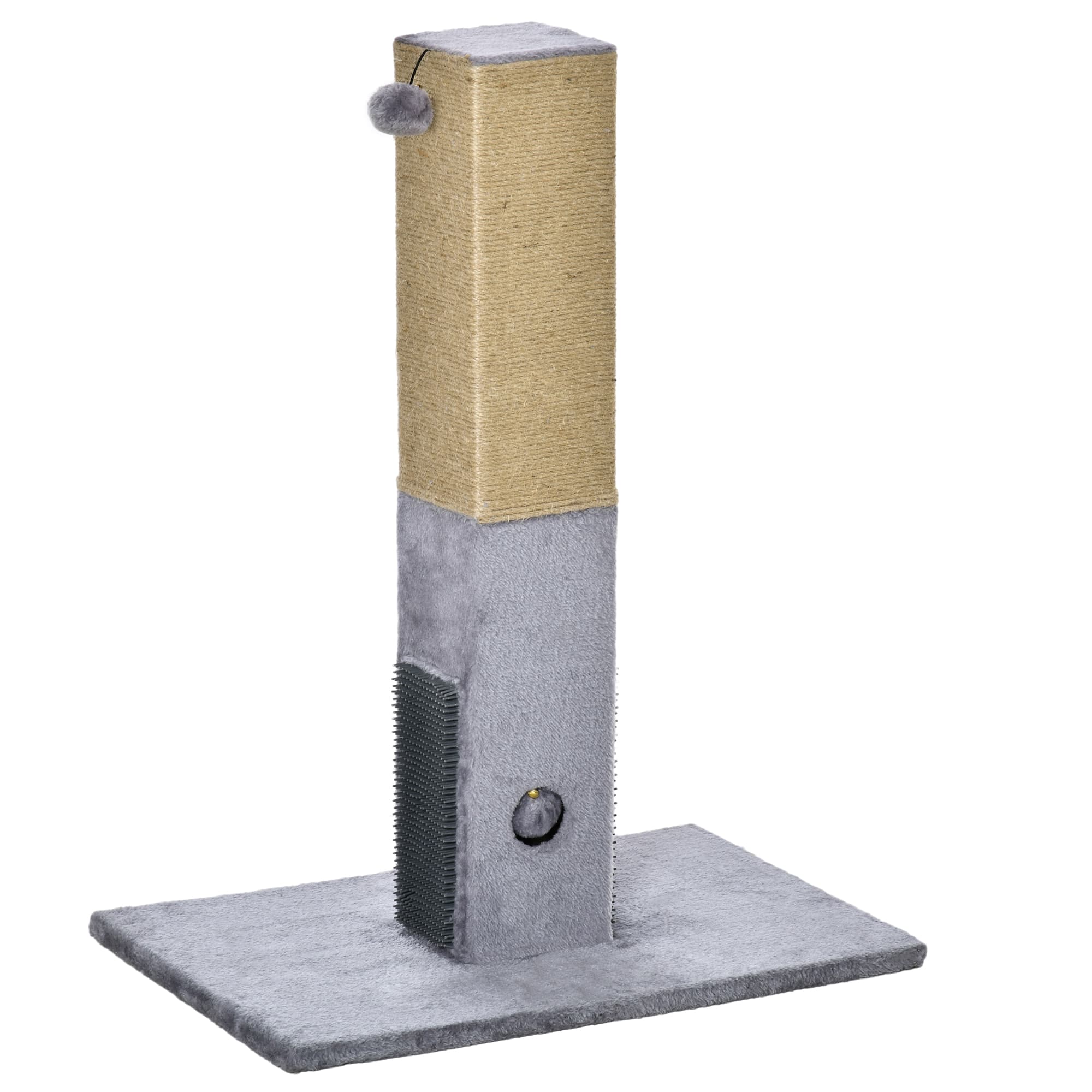 PawHut Cat Scratching Post, 79cm Tall with Jute Scratcher and Climbing Activity Centre, Carpet Base and Dangling Ball, Grey | Aosom UK