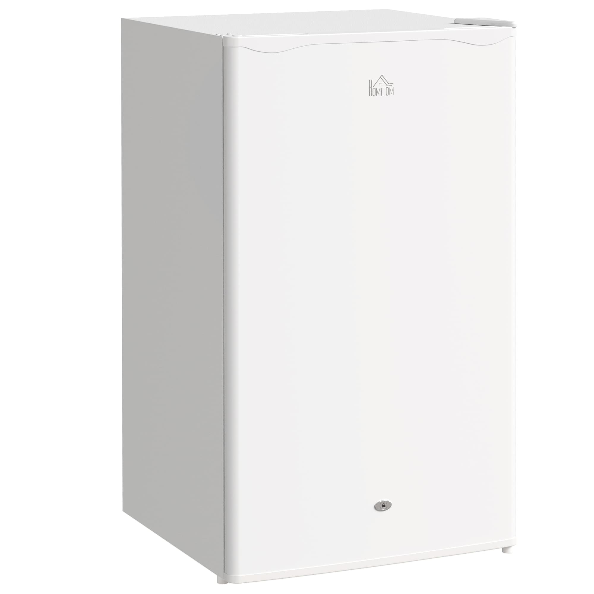 HOMCOM Small under counter fridge Compact under counter fridge Under counter fridge with lock 91L Freestanding White | Aosom UK