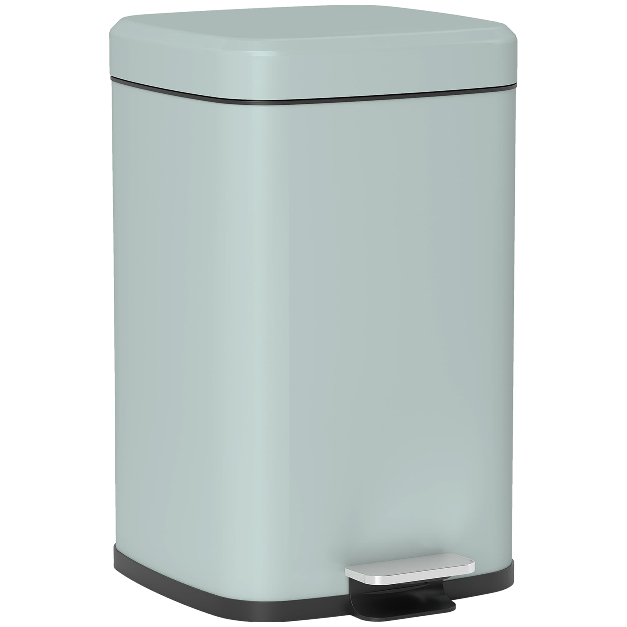 HOMCOM 20L Modern Boxy Metal Home Kitchen Bin - Light Green | Aosom UK