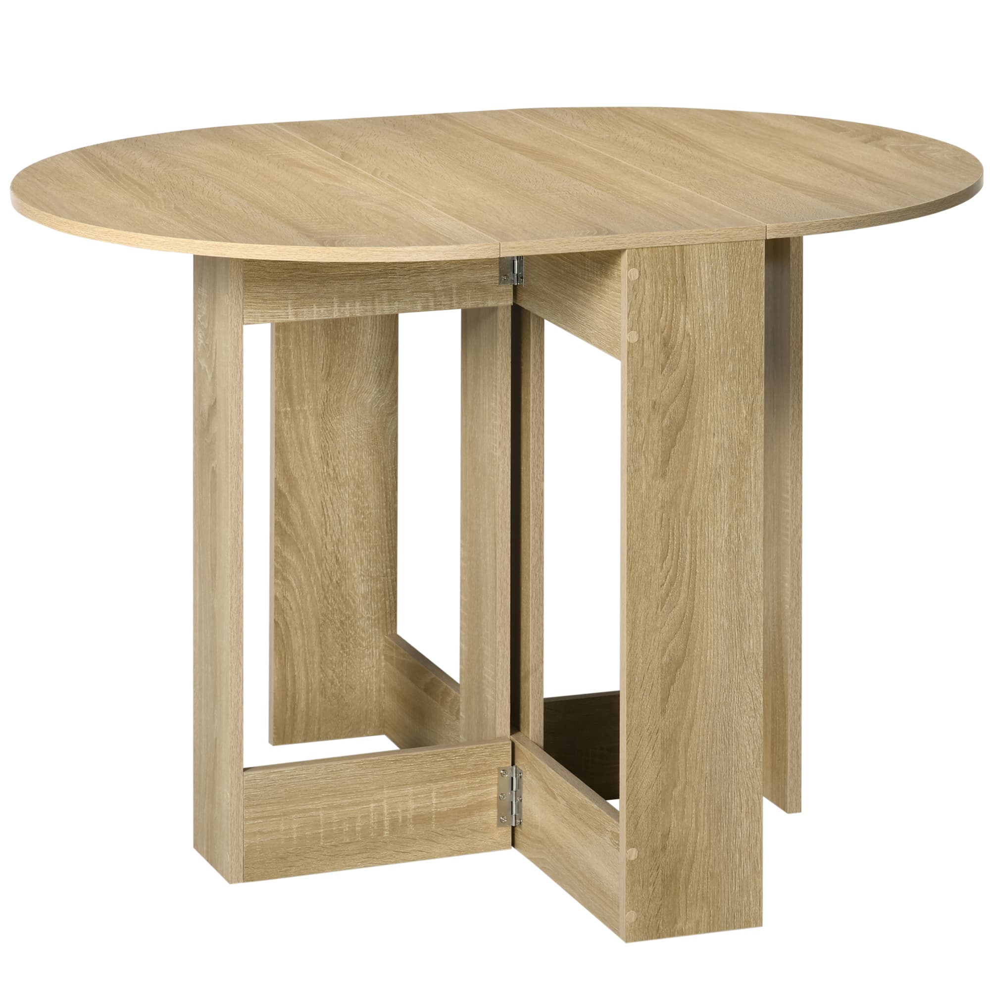 HOMCOM 2 Drop Leaf Dining Table, Folding Dining Table for Small Space, Kitchen, Dining Room, Oak | Aosom UK