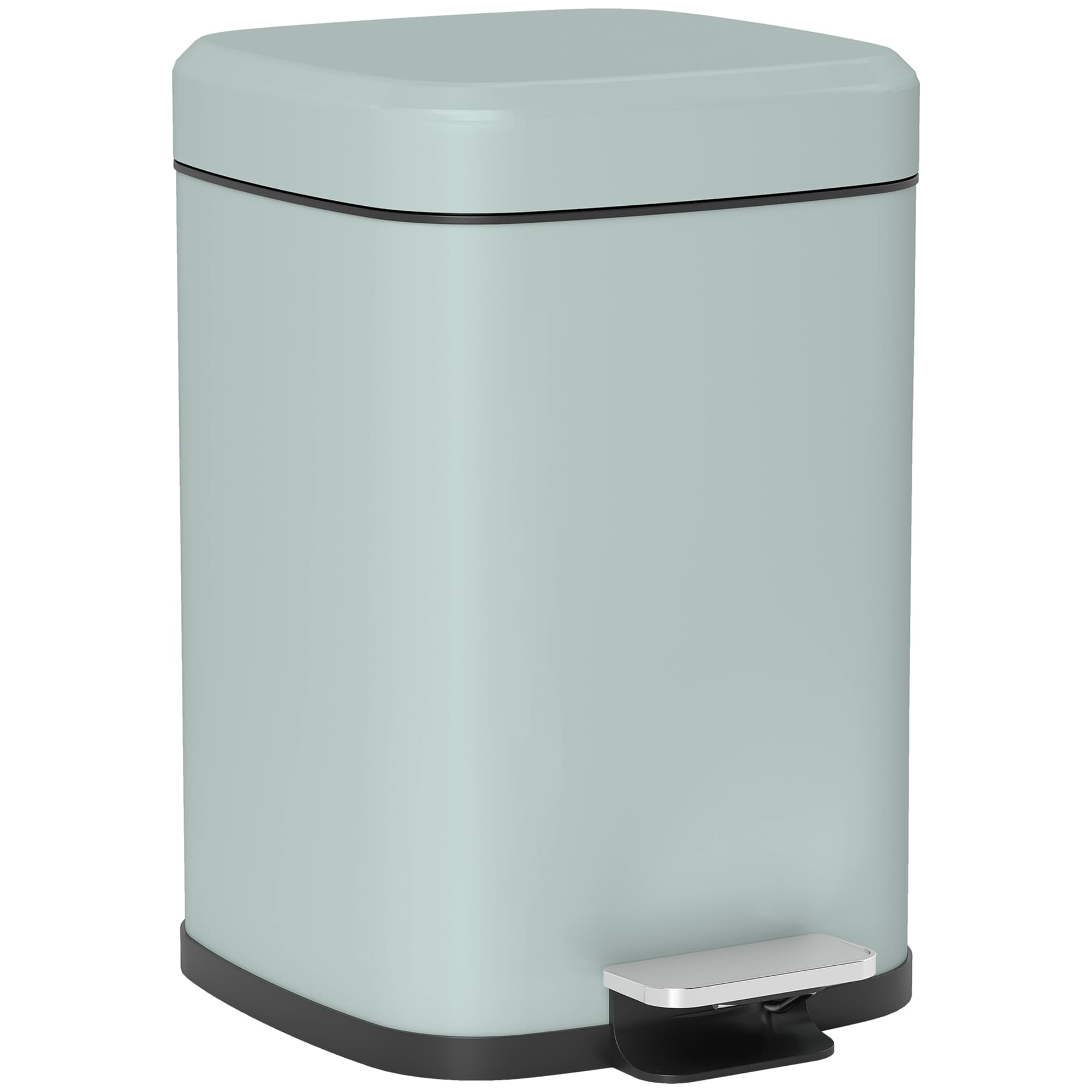 HOMCOM 12 Litre Pedal Bin, Fingerprint Proof Kitchen Bin, Metal Rubbish Bin w/ Soft-close Lid, Foot Pedal & Removable Inner Bucket | Aosom UK