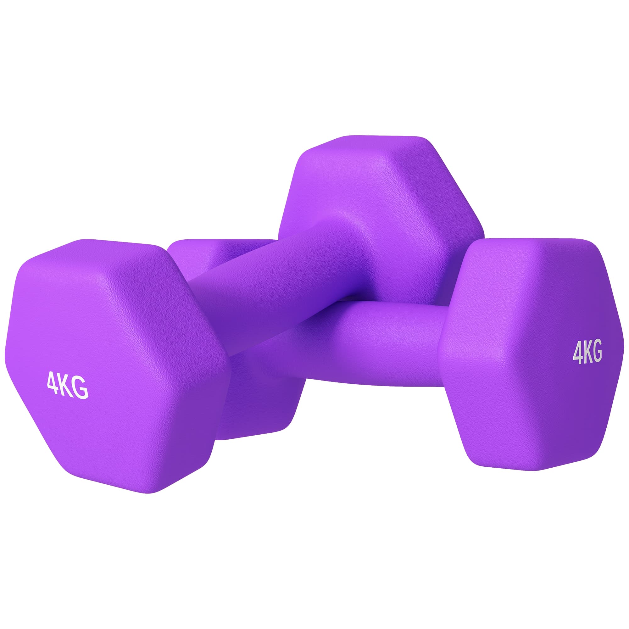 SPORTNOW 2 x 4kg Hexagonal Dumbbells Weights Set with Non-Slip Grip for Home Gym Workout, Purple | Aosom UK