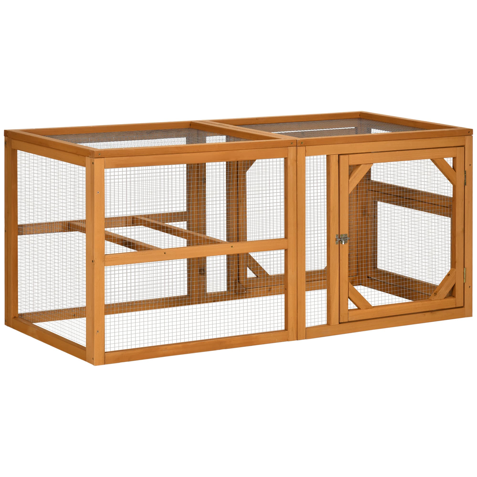 PawHut Wooden Chicken Coop with Perches, Doors, Combinable Design, for 2-4 Chickens - Natural Wood Colour | Aosom UK