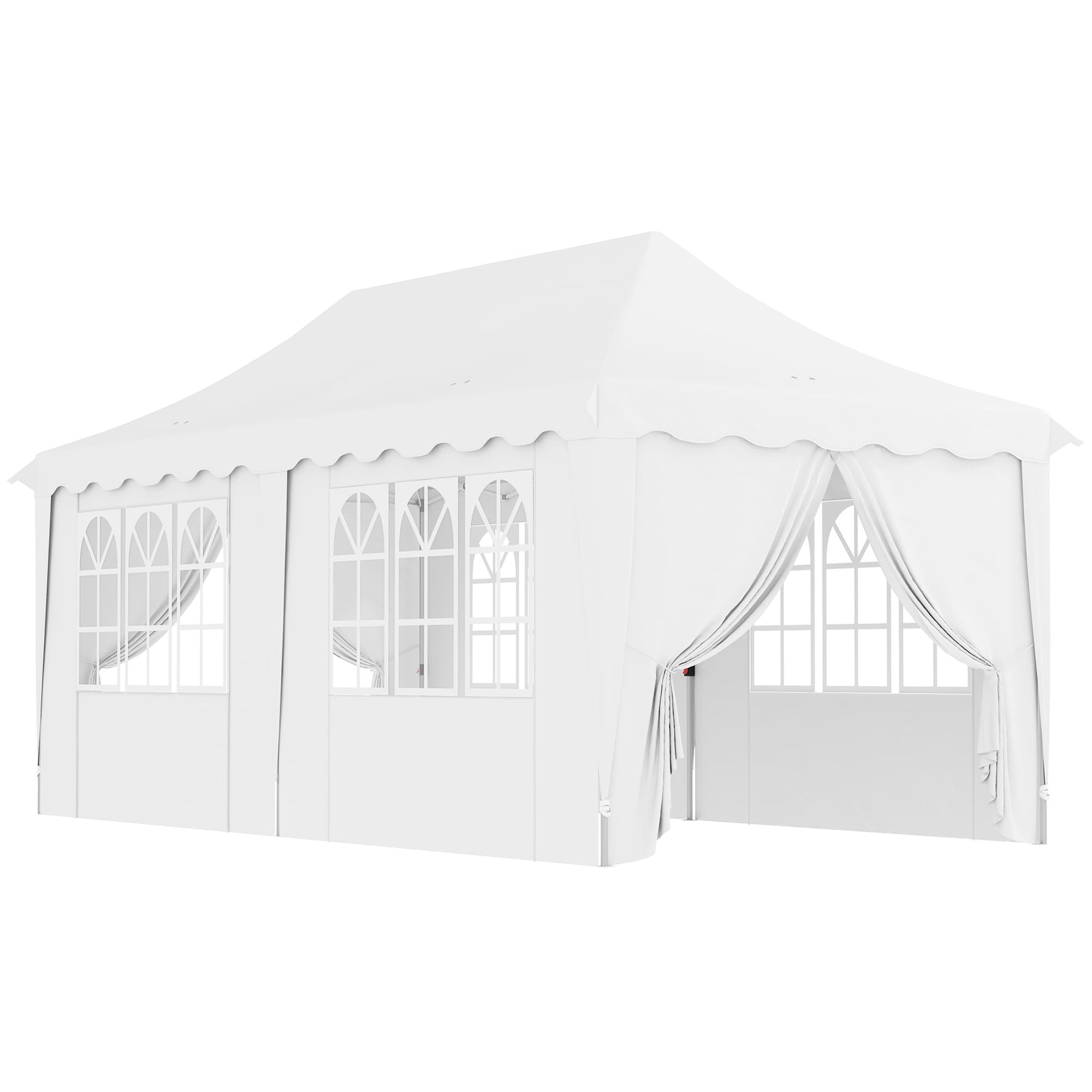 Outsunny 3 x 6m Pop Up Gazebo with Sides, UPF50+ Height Adjustable Party Tent with Carry Bag and Sand Bags for Garden, Patio, White
