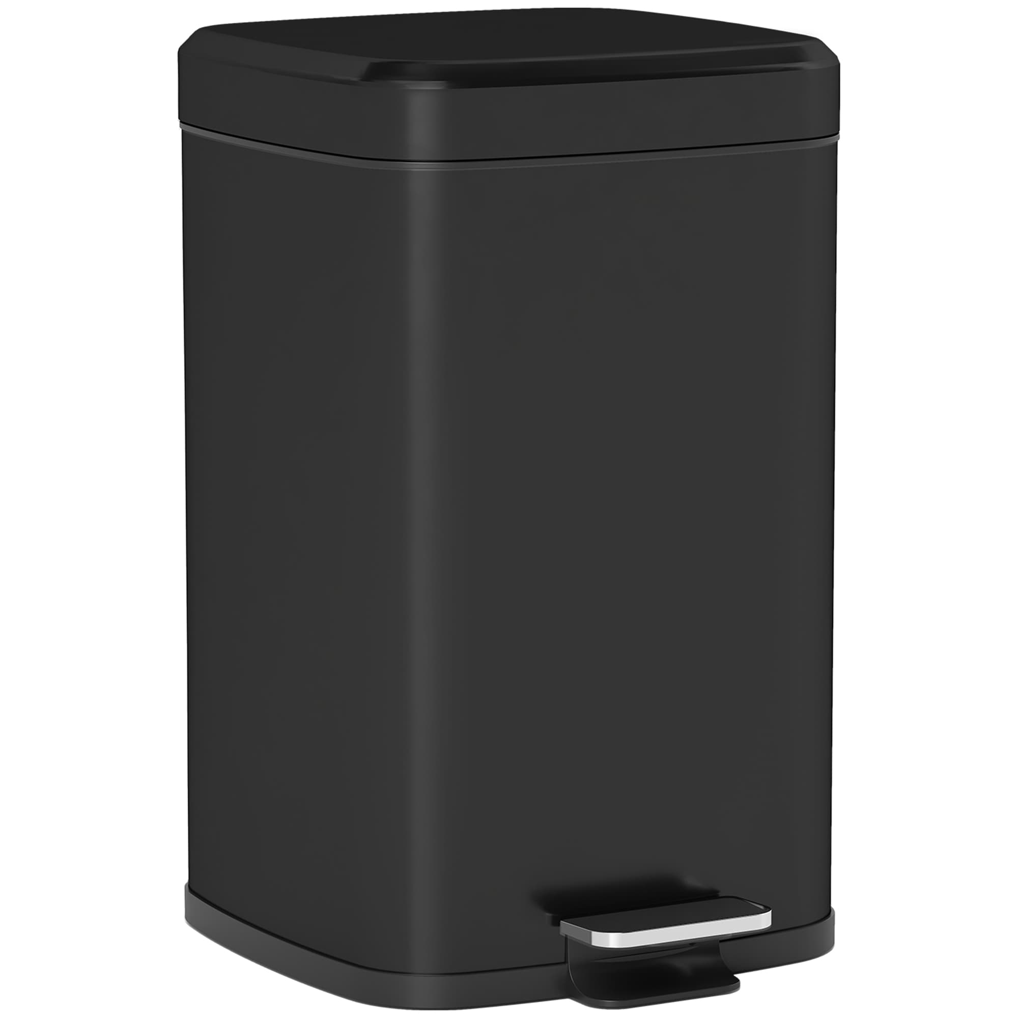 HOMCOM 20L Modern Boxy Metal Home Kitchen Bin - Black | Aosom UK