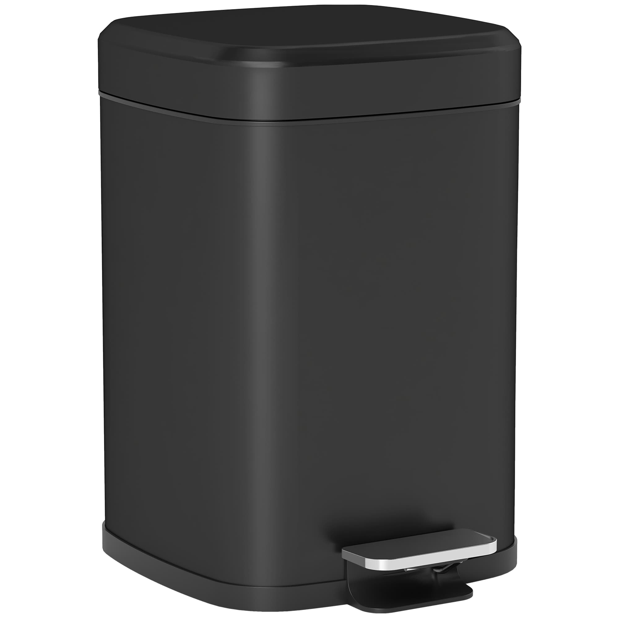 HOMCOM 12L Modern Boxy Metal Home Kitchen Bin - Black | Aosom UK