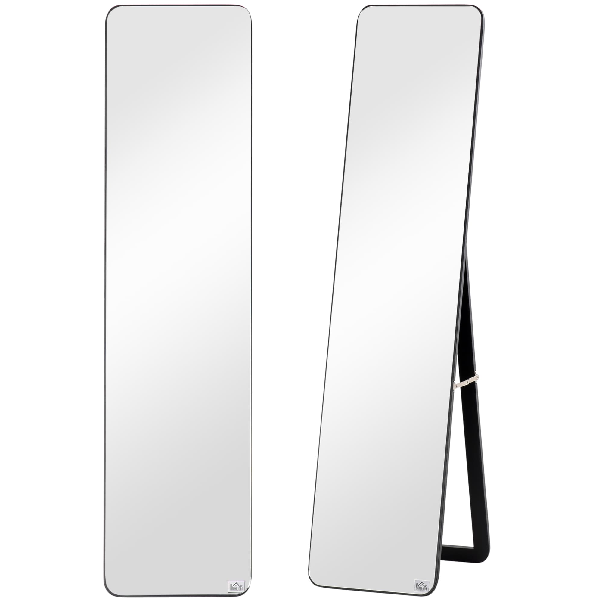 HOMCOM Full Length Mirror, Free Standing or Wall Hanging, Tall Full Body Mirror for Bedroom, Hallway, Black | Aosom UK
