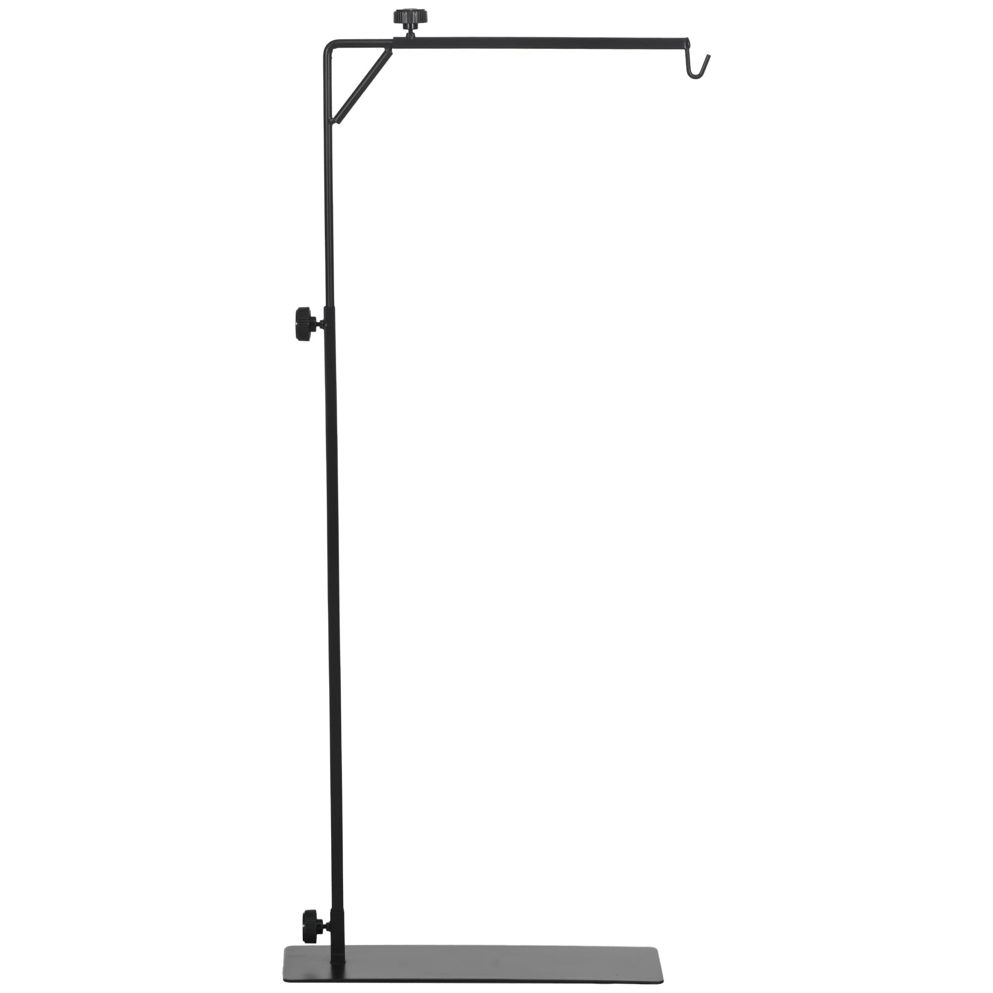 PawHut 86-129Hcm Adjustable Height and Length Reptile Lamp Stand Holder with Hook Hanging, Base - Black | Aosom UK