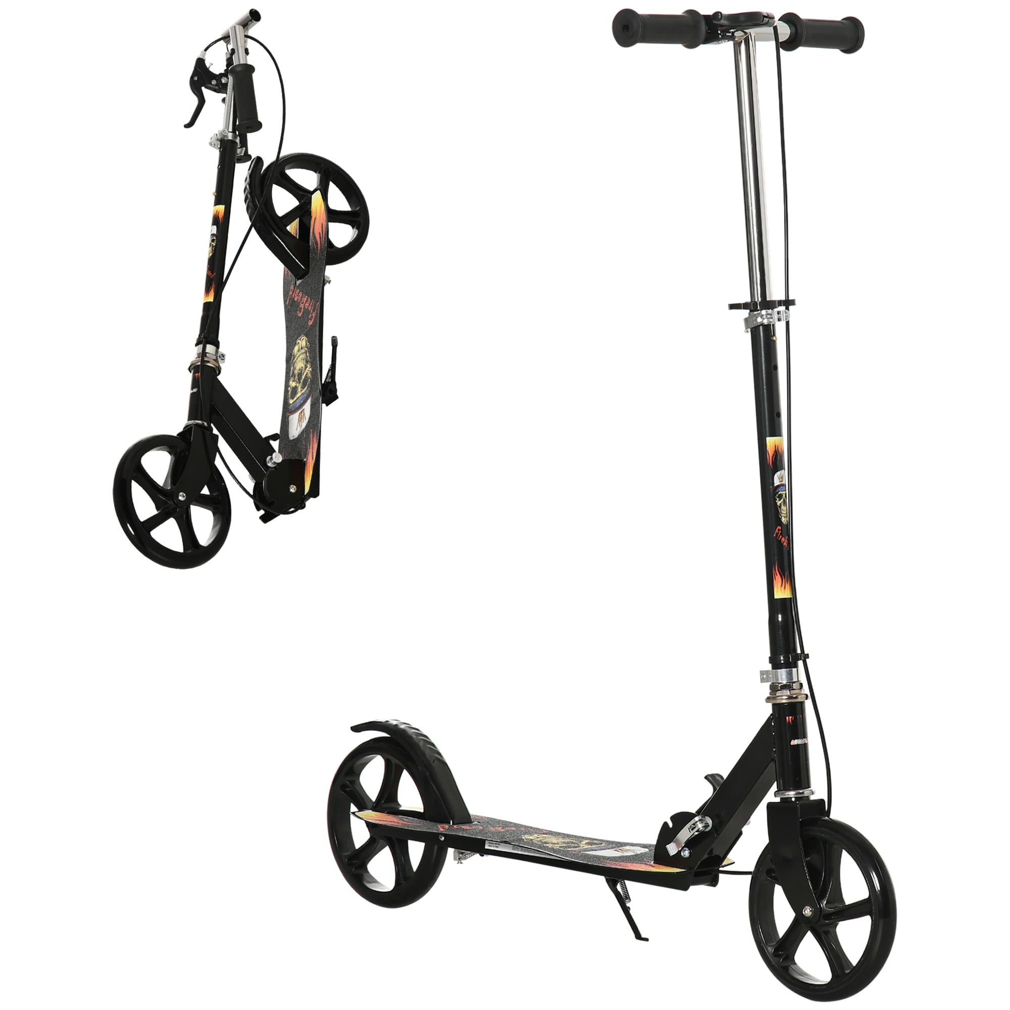 HOMCOM Foldable Kids Scooter with Adjustable Height & Brake for Boys and Girls, Ages 7-14, Black | Aosom UK