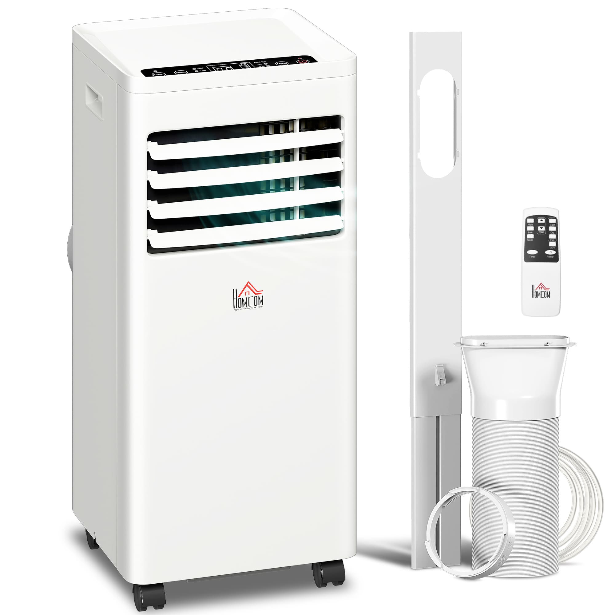 HOMCOM Mobile Air Conditioner White W/ Remote Control Cooling Dehumidifying Ventilating - 557W | Aosom UK