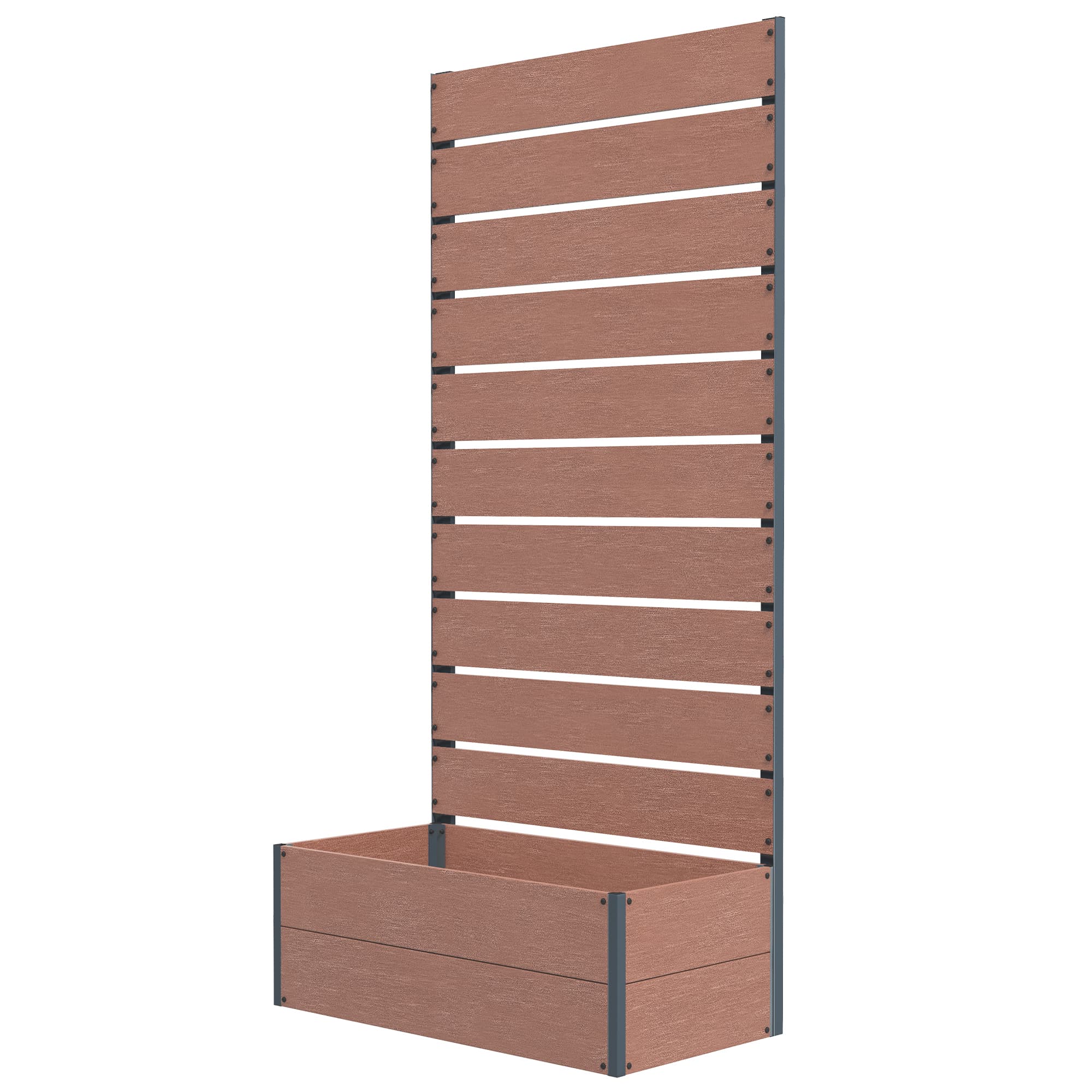 Outsunny 34 x 69.5cm Garden Planter Box, Back Trellis Design for Small Spaces, Balcony and Patio Gardening, Light Brown | Aosom UK