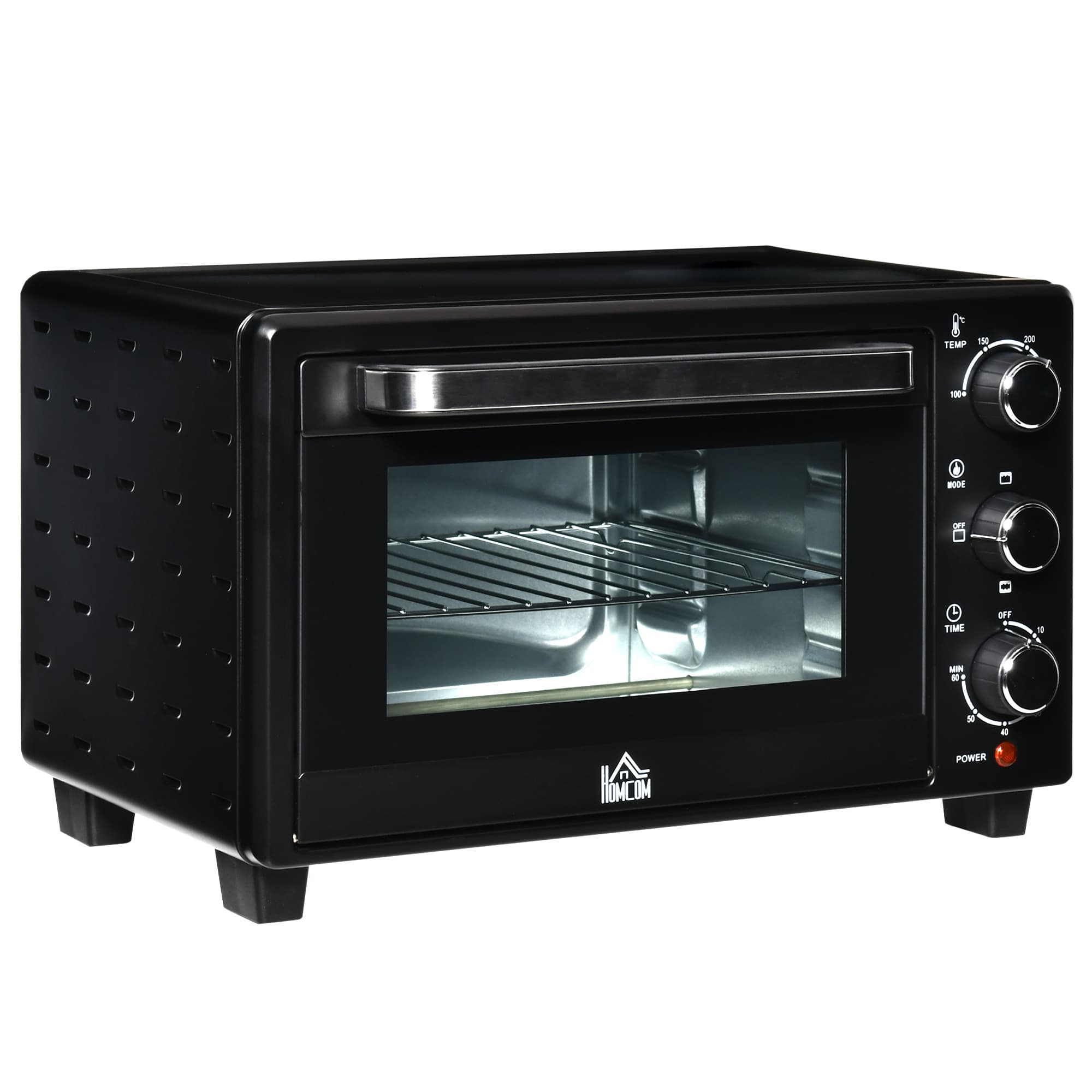 HOMCOM Mini Oven, 21L Countertop Electric Grill, Toaster Oven with Adjustable Temperature, Timer, Baking Tray and Wire Rack, 1400W | Aosom UK