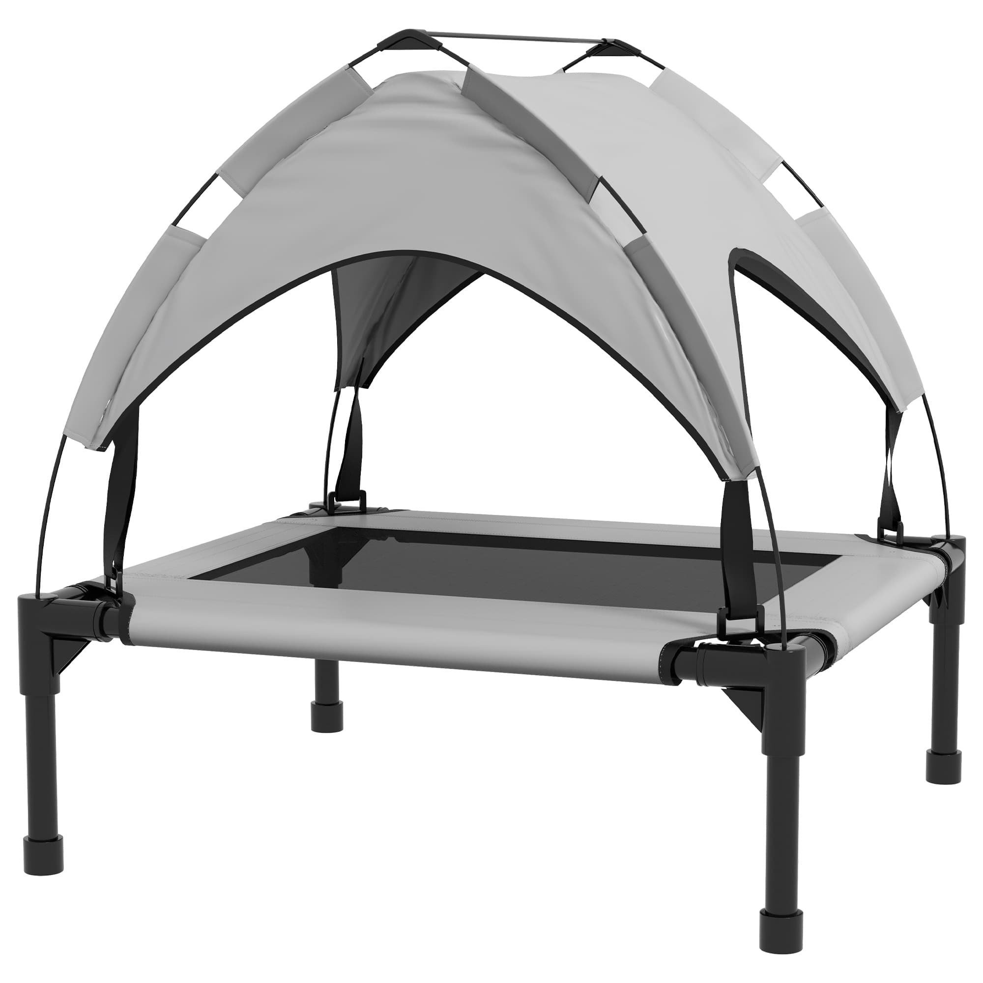 PawHut Elevated Cooling Pet Bed: Breathable Mesh Raised Cot for Small to Medium Dogs, Washable, Light Grey | Aosom UK