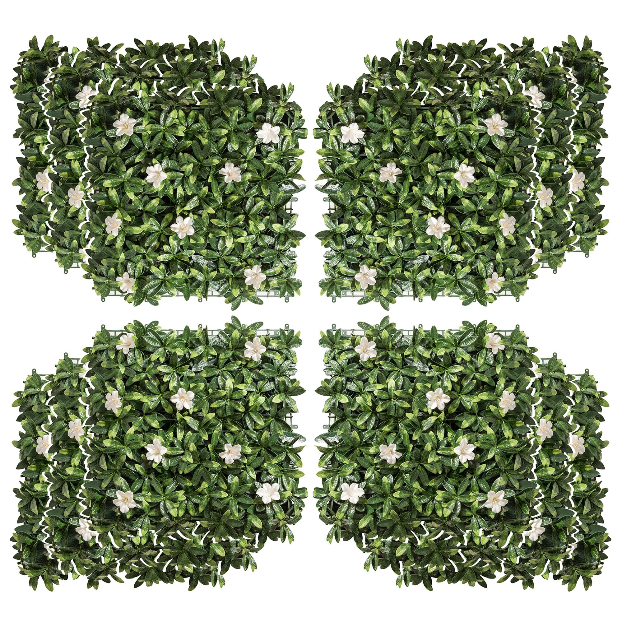 Outsunny 12PCS Artificial Boxwood Wall Panels 20" x 20" Rhododendron Privacy Fence Screen Faux Hedge Greenery Backdrop for Garden | Aosom UK
