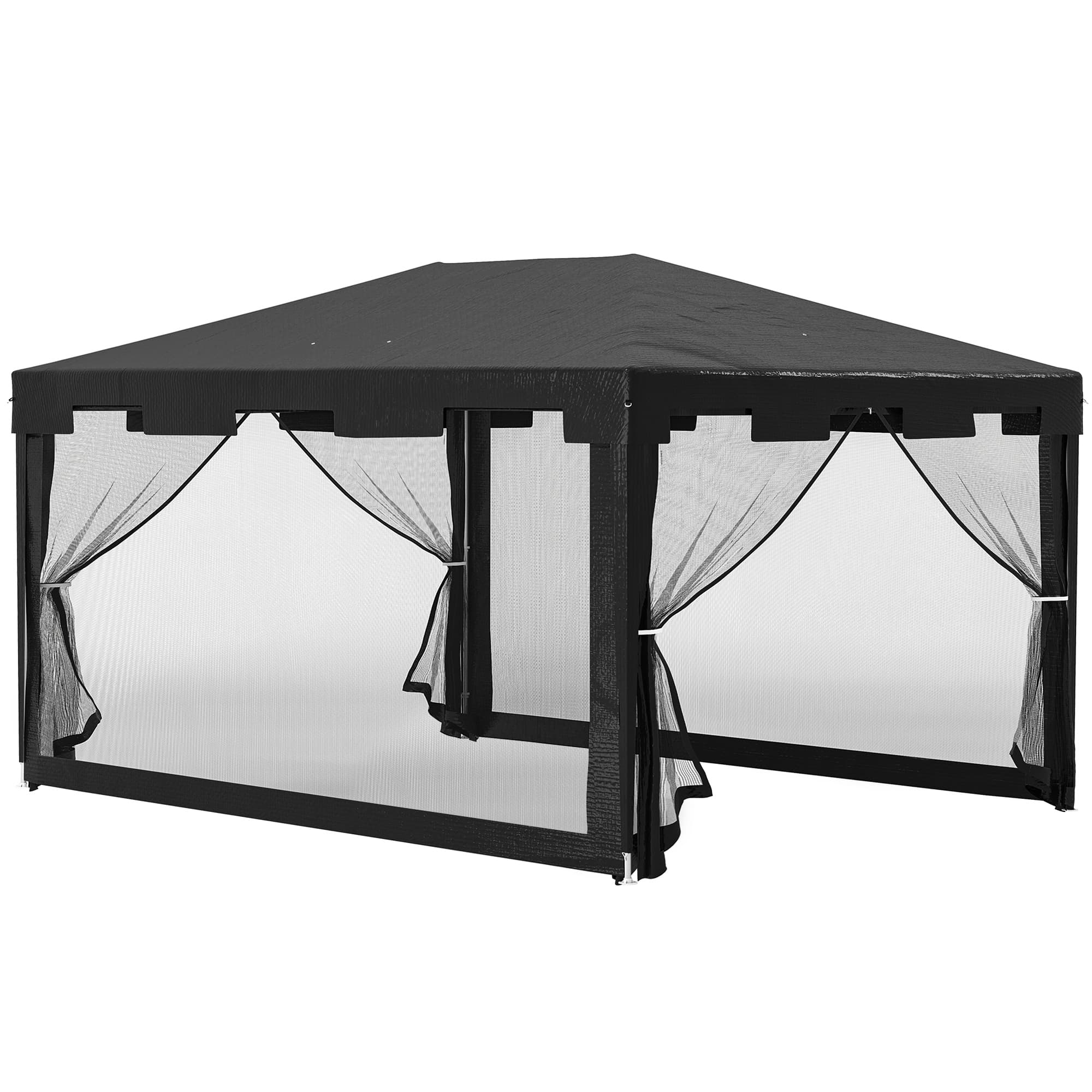 Outsunny Waterproof 4 x 3 m Party Tent Wedding Gazebo Outdoor Waterproof PE Canopy Shade with Panel | Aosom UK