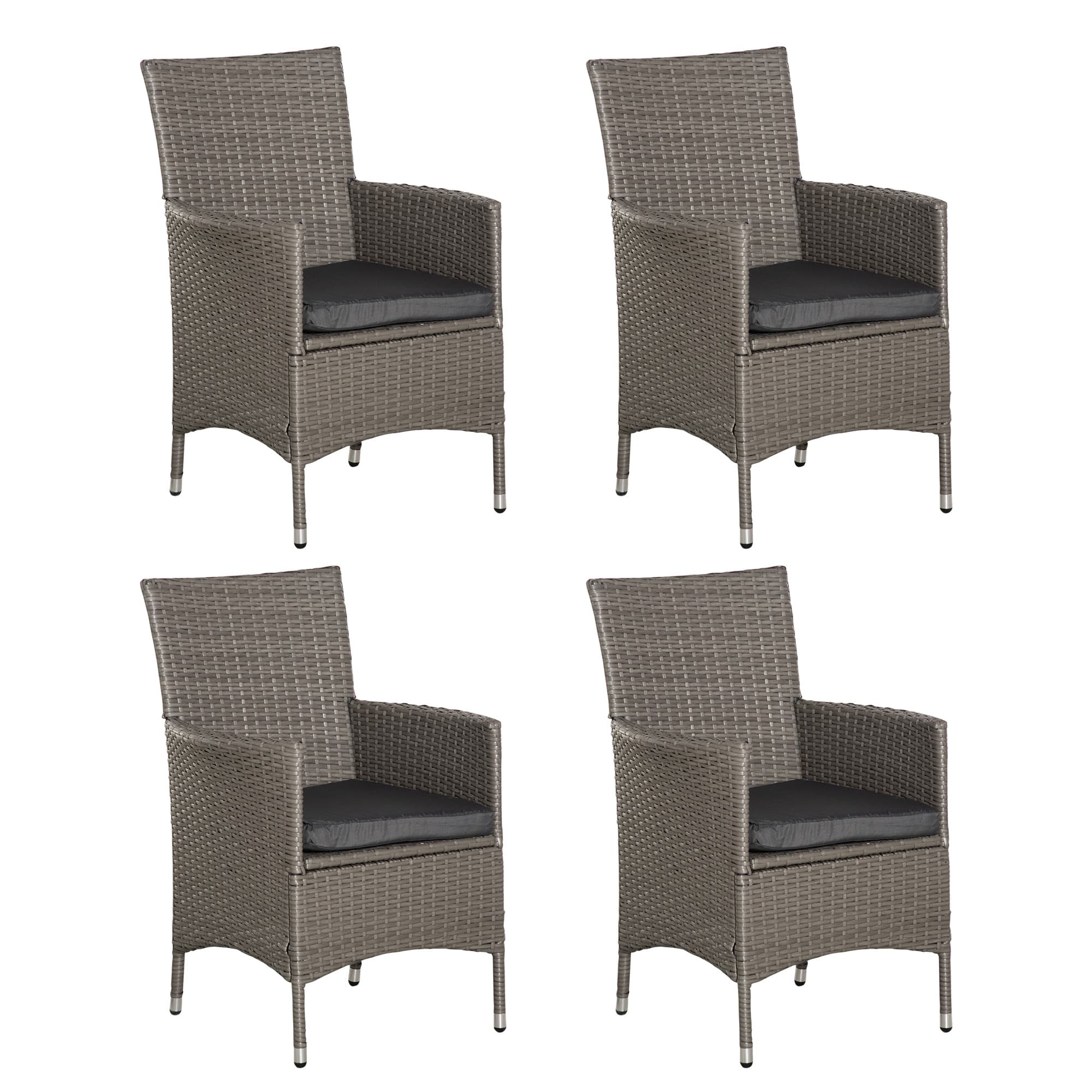 Outsunny 4-Piece Waterproof Rattan Garden Dining Chairs, Waterproof w/ Cushions for Patio, Blue/White | Aosom UK
