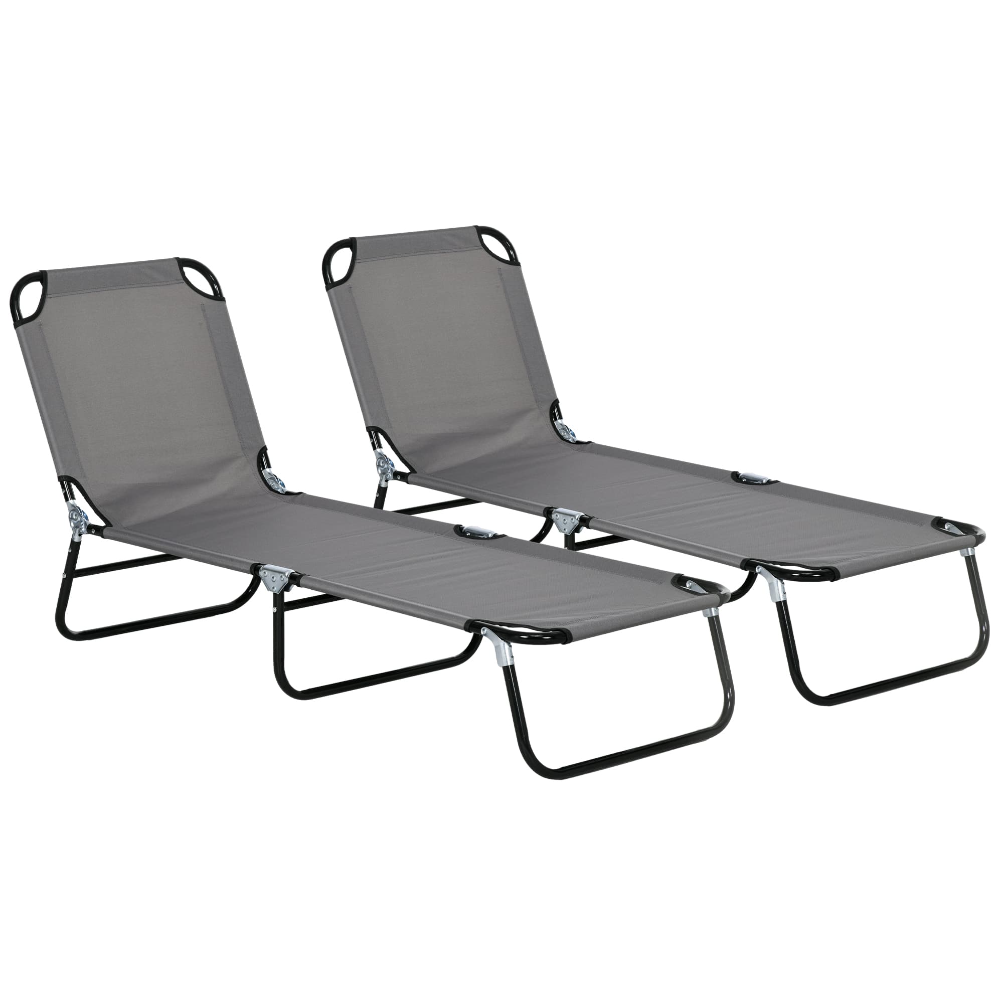 Outsunny Patio Sun Lounger with 5-Position Adjustable Backrest, Weather-Resistant Oxford Fabric, Grey | Aosom UK