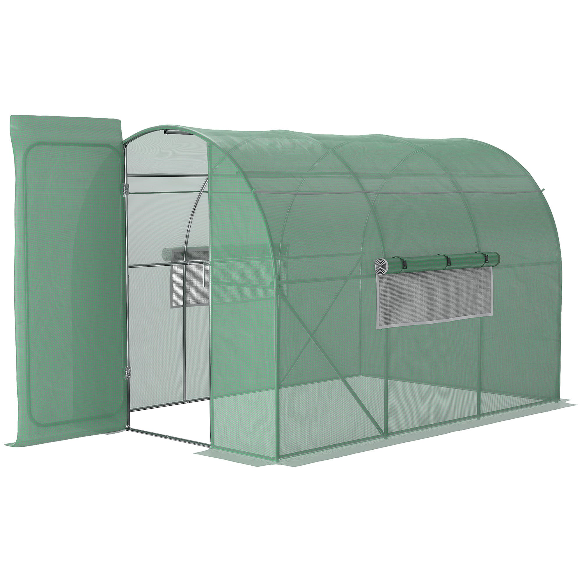 Outsunny Large Walk In Greenhouse, Plant Gardening Tunnel Hot House with Hinged Door, Galvanised Steel Frame & Mesh Windows (3 x 2M) | Aosom UK