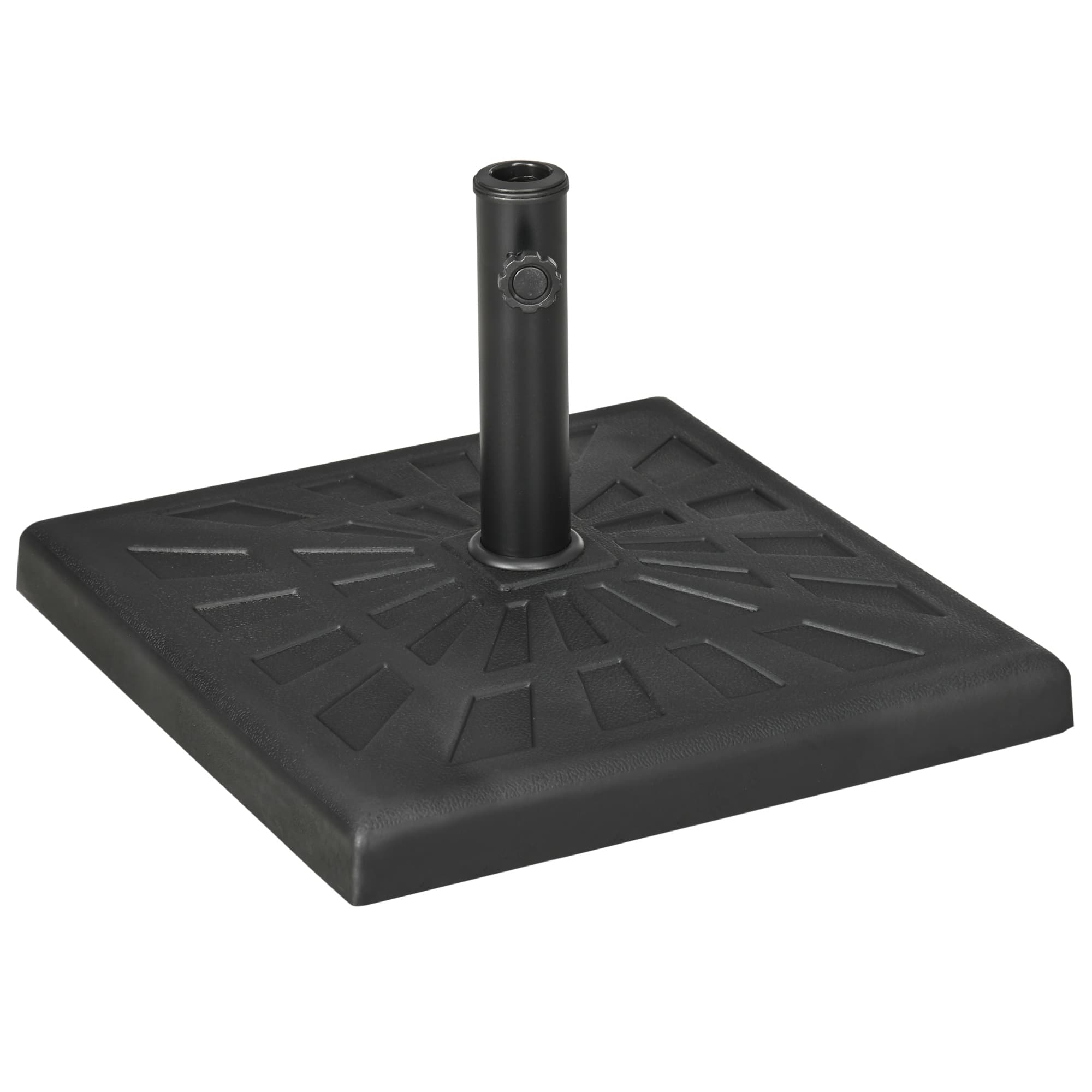 Outsunny Square Resin Parasol Base: Outdoor Umbrella Stand, Fits Poles 妗?2-38mm, Black | Aosom UK
