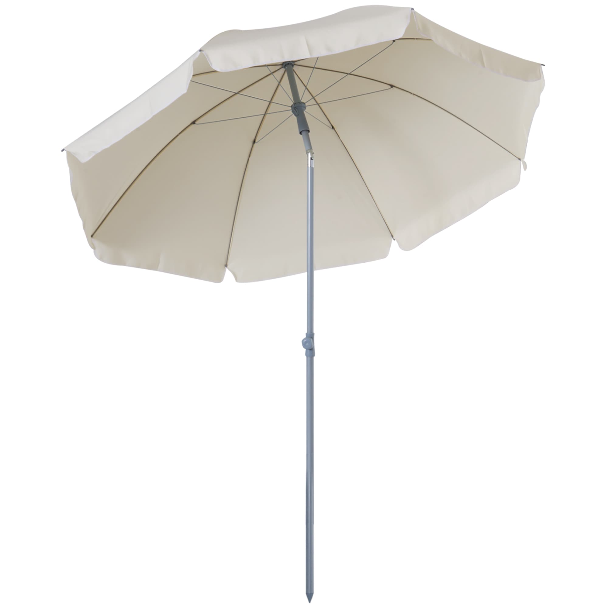 Outsunny Adjustable Beach Parasol: Elegant Cream Shade for Outdoor Relaxation, 2.2M | Aosom UK
