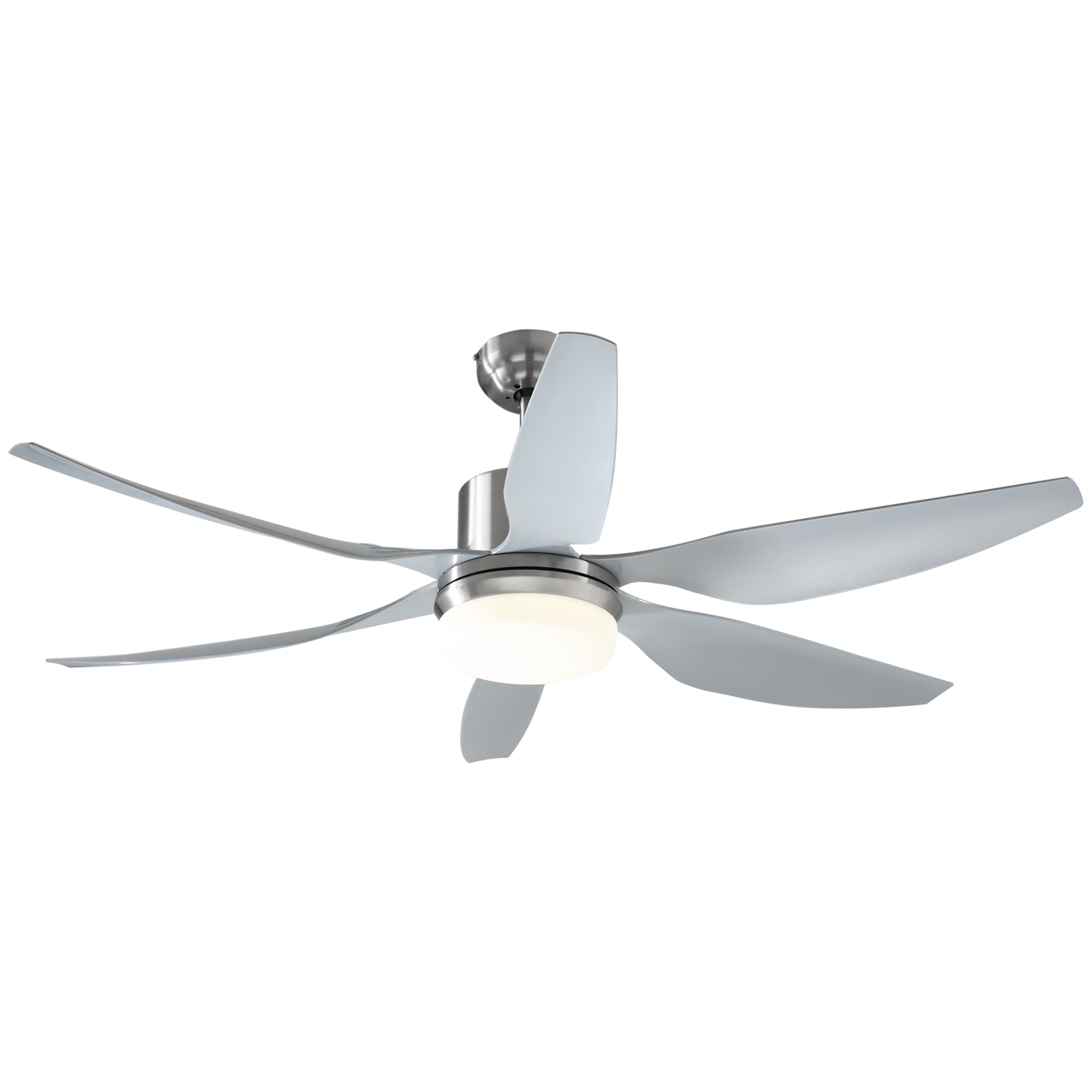 HOMCOM Reversible Ceiling Fan with Light, 6 Blades Indoor Modern Mount LED Lighting Fan with Remote Controller, for Bedroom, Silver | Aosom UK