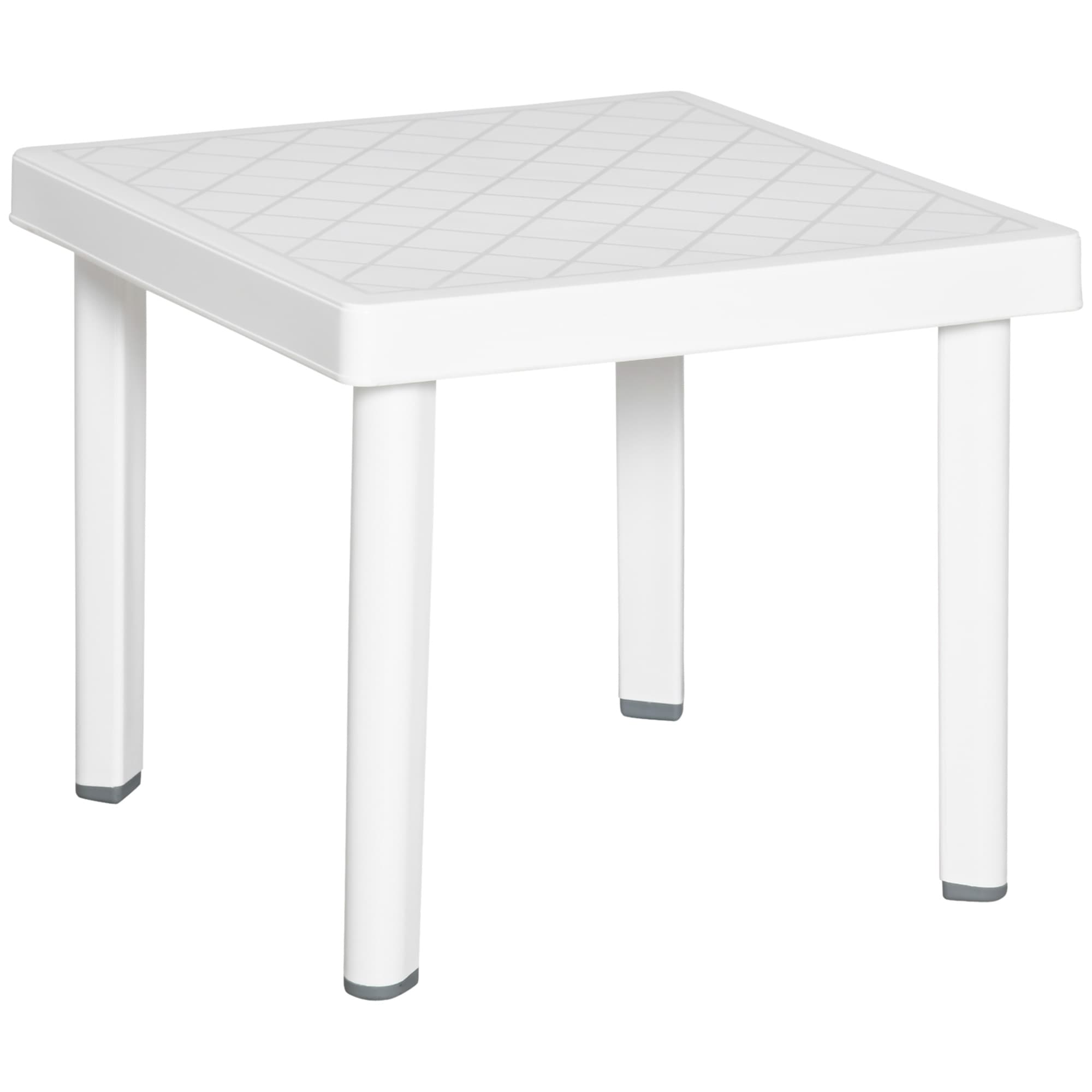 Outsunny Modern Outdoor Side Table, Square Garden Coffee End Table, Perfect for Drinks and Snacks, Stylish White | Aosom UK